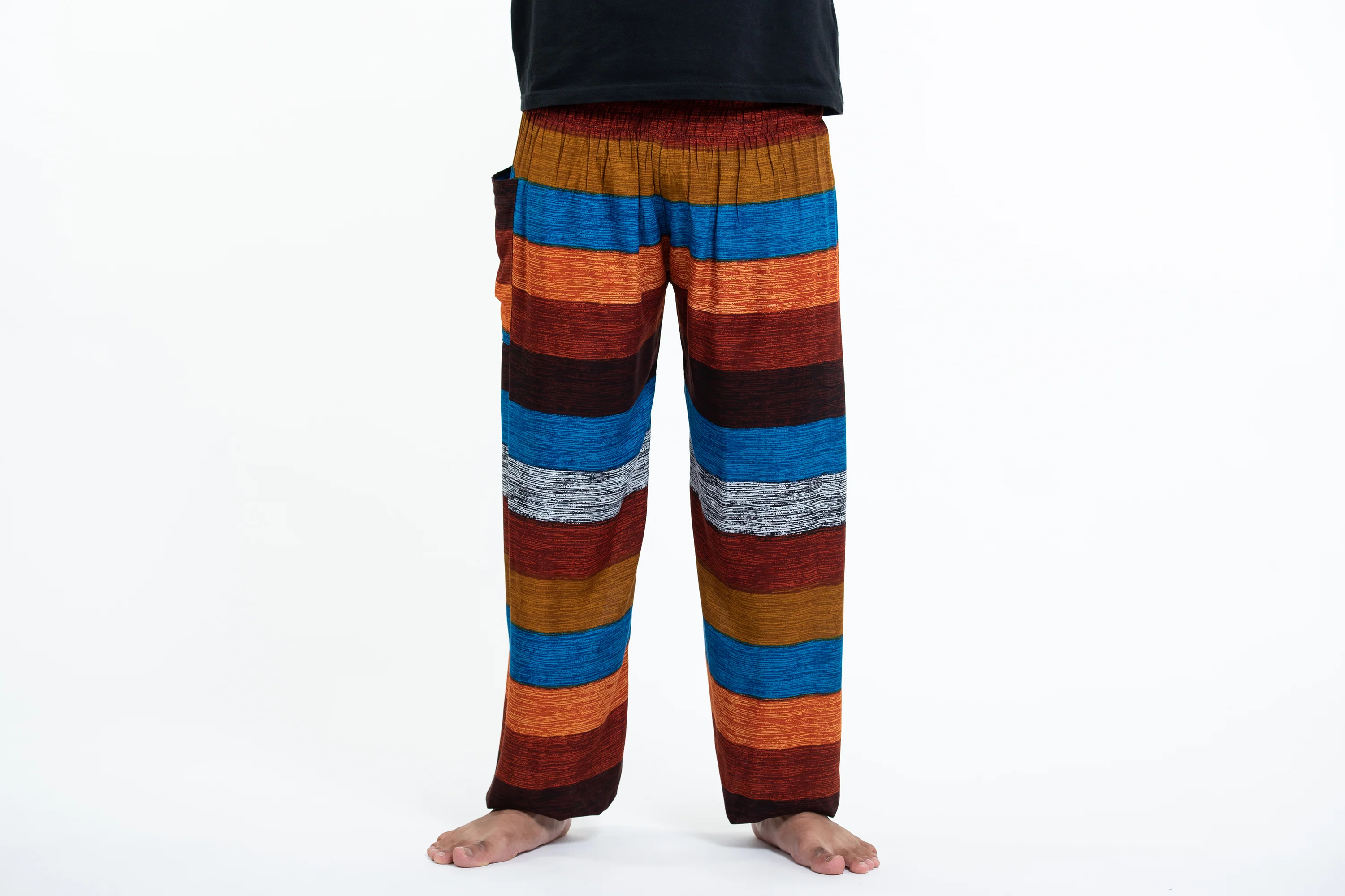 Boho Striped Men's Harem Pants in Rust - Image 2