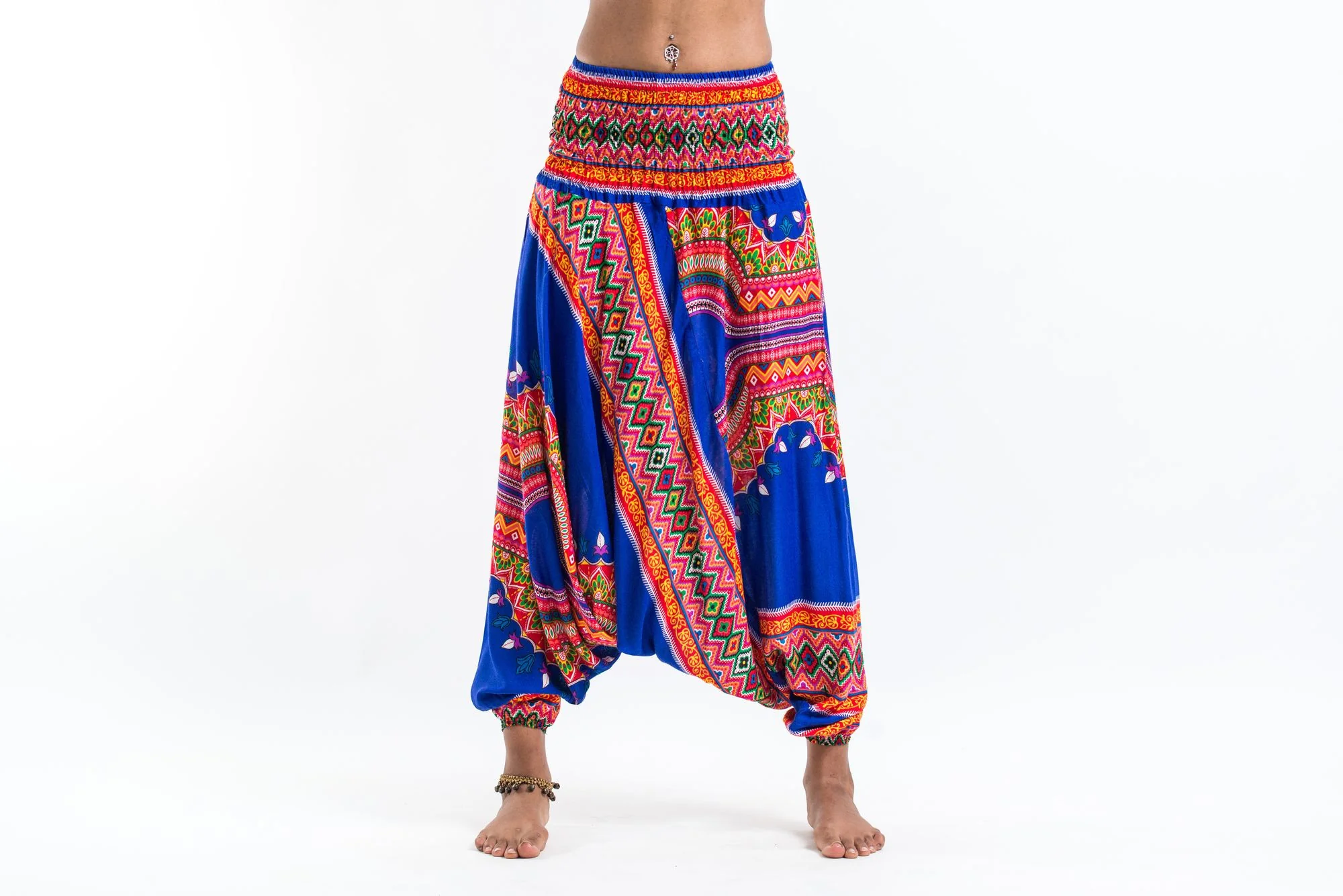 Dashiki Prints 2-in-1 Jumpsuit Harem Pants in Blue - Image 3