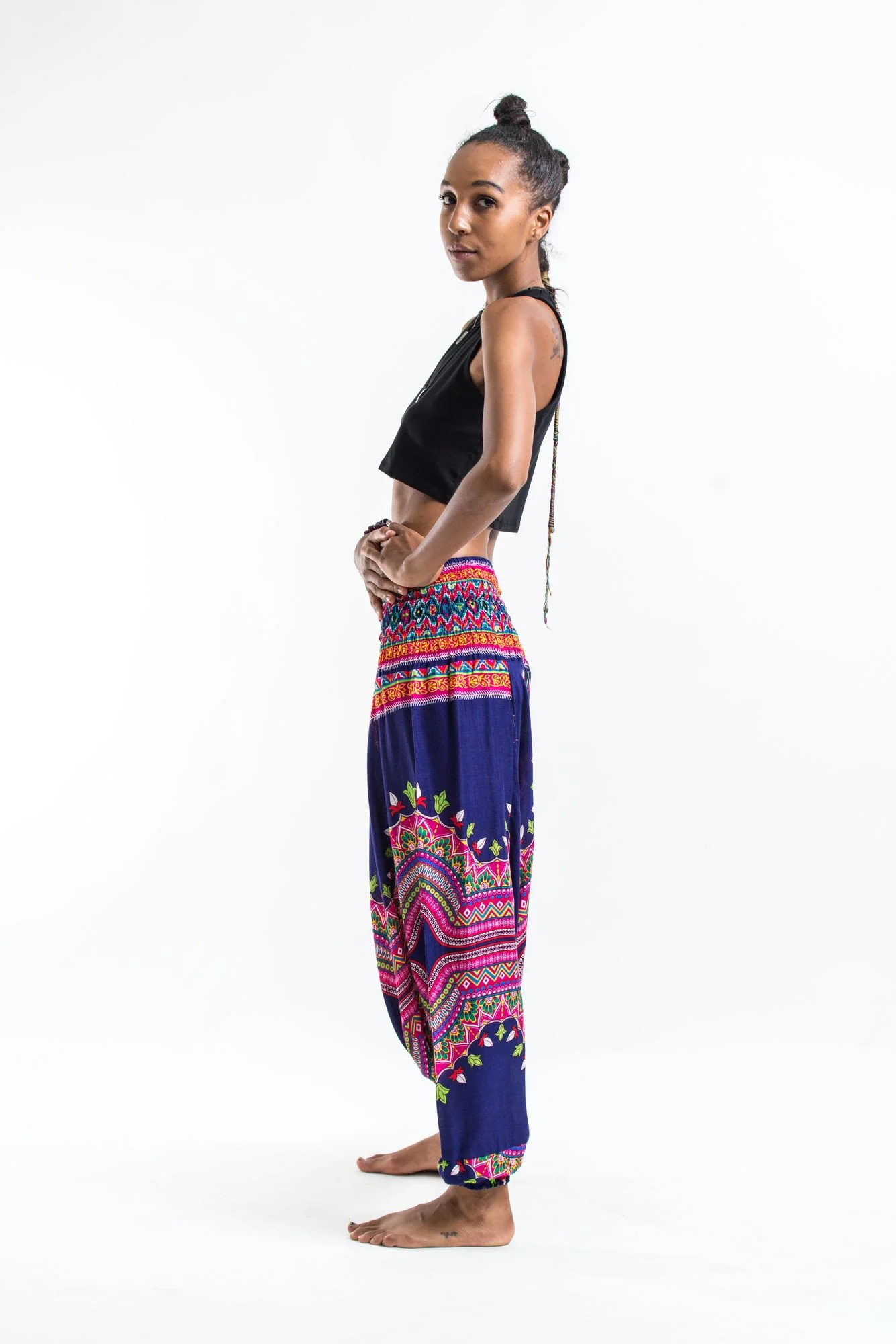Dashiki Prints 2-in-1 Jumpsuit Harem Pants in Navy - Image 4