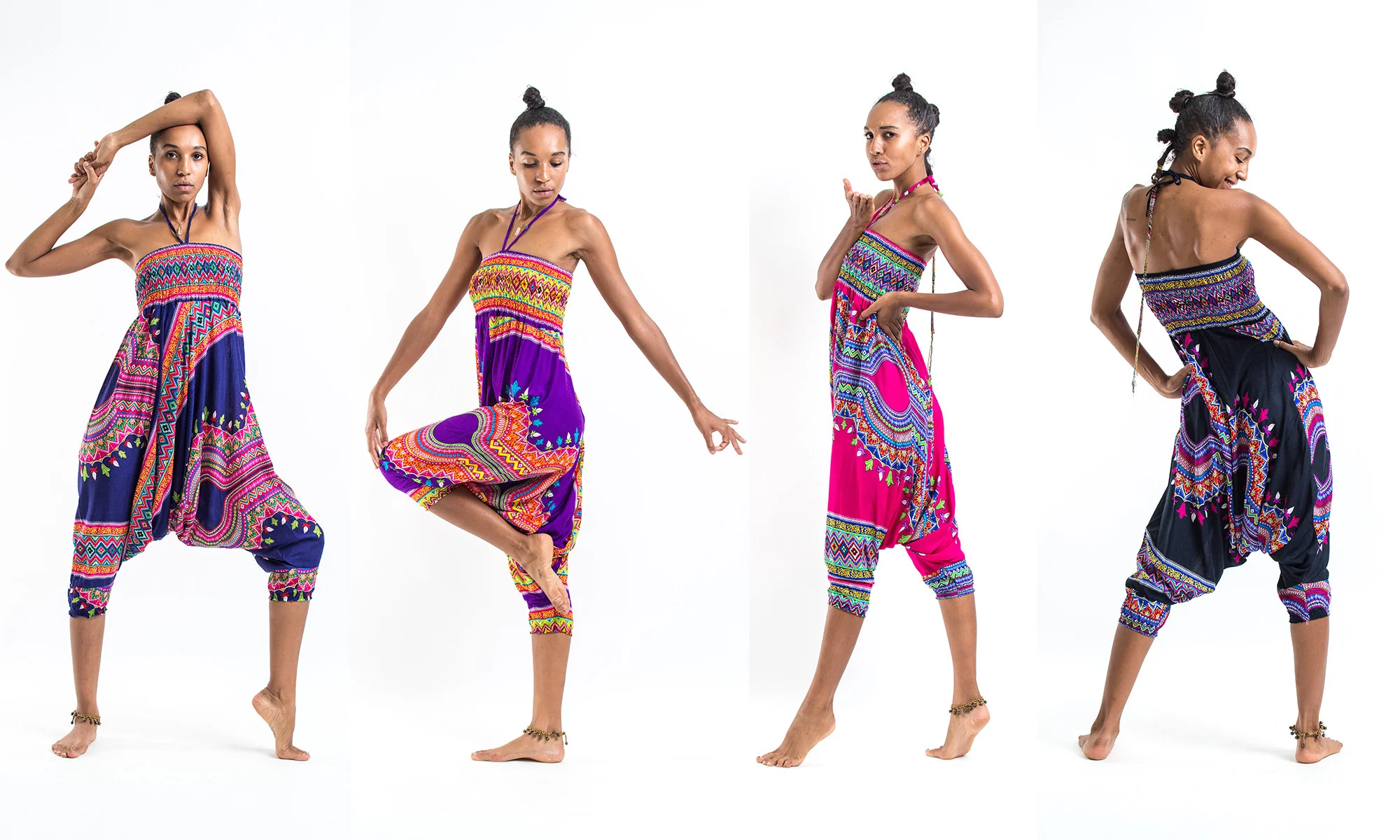Dashiki Prints 2-in-1 Jumpsuit Harem Pants in Pink - Image 2