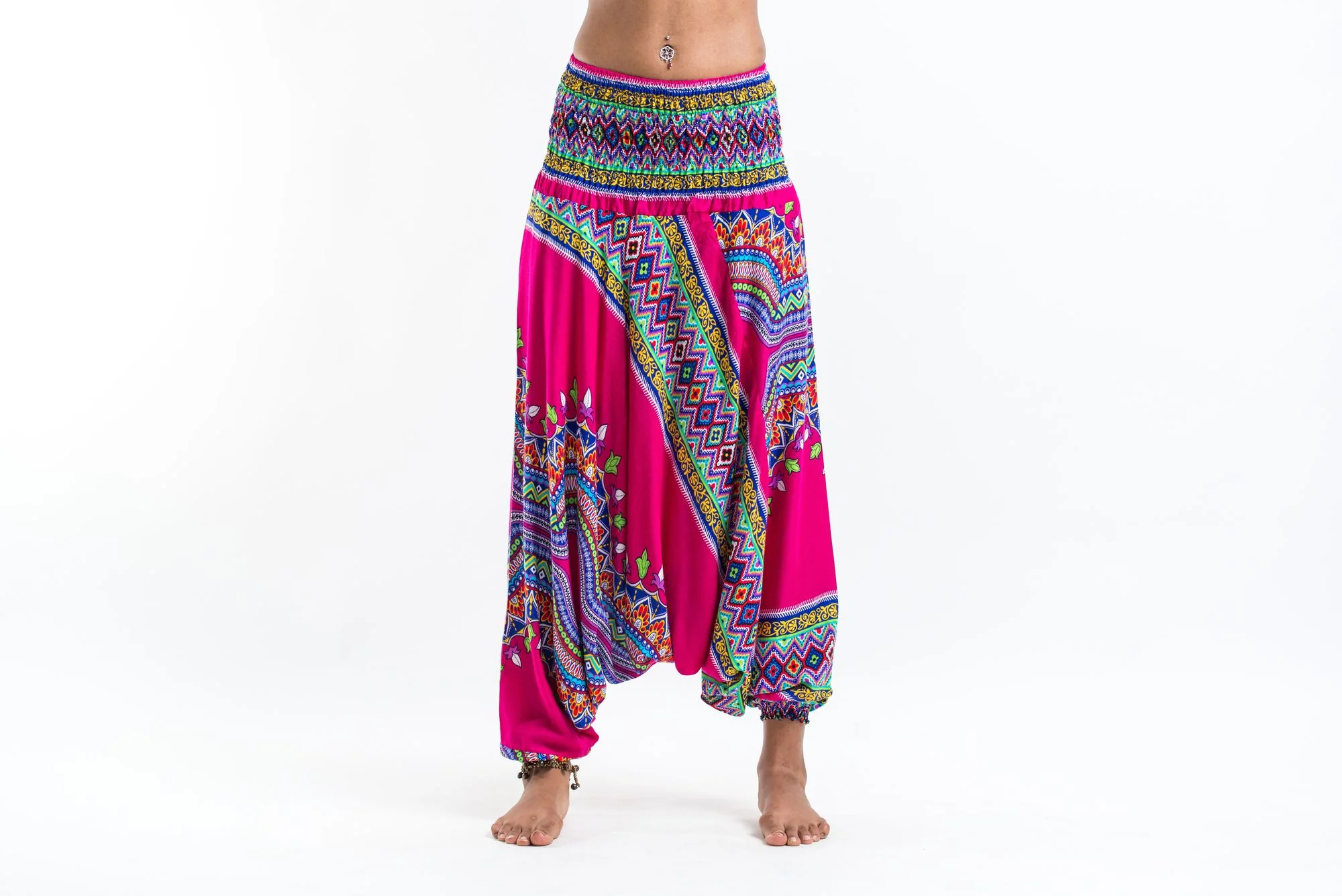Dashiki Prints 2-in-1 Jumpsuit Harem Pants in Pink - Image 3