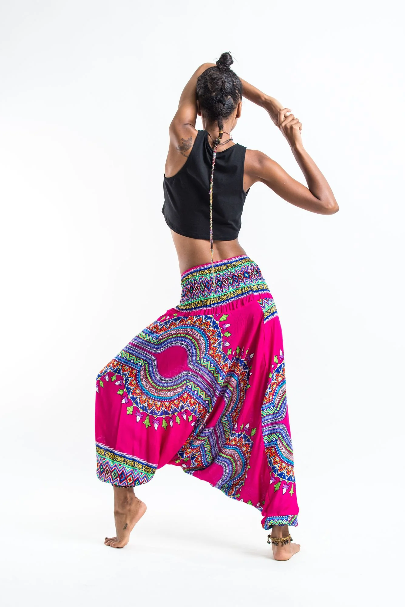 Dashiki Prints 2-in-1 Jumpsuit Harem Pants in Pink - Image 5