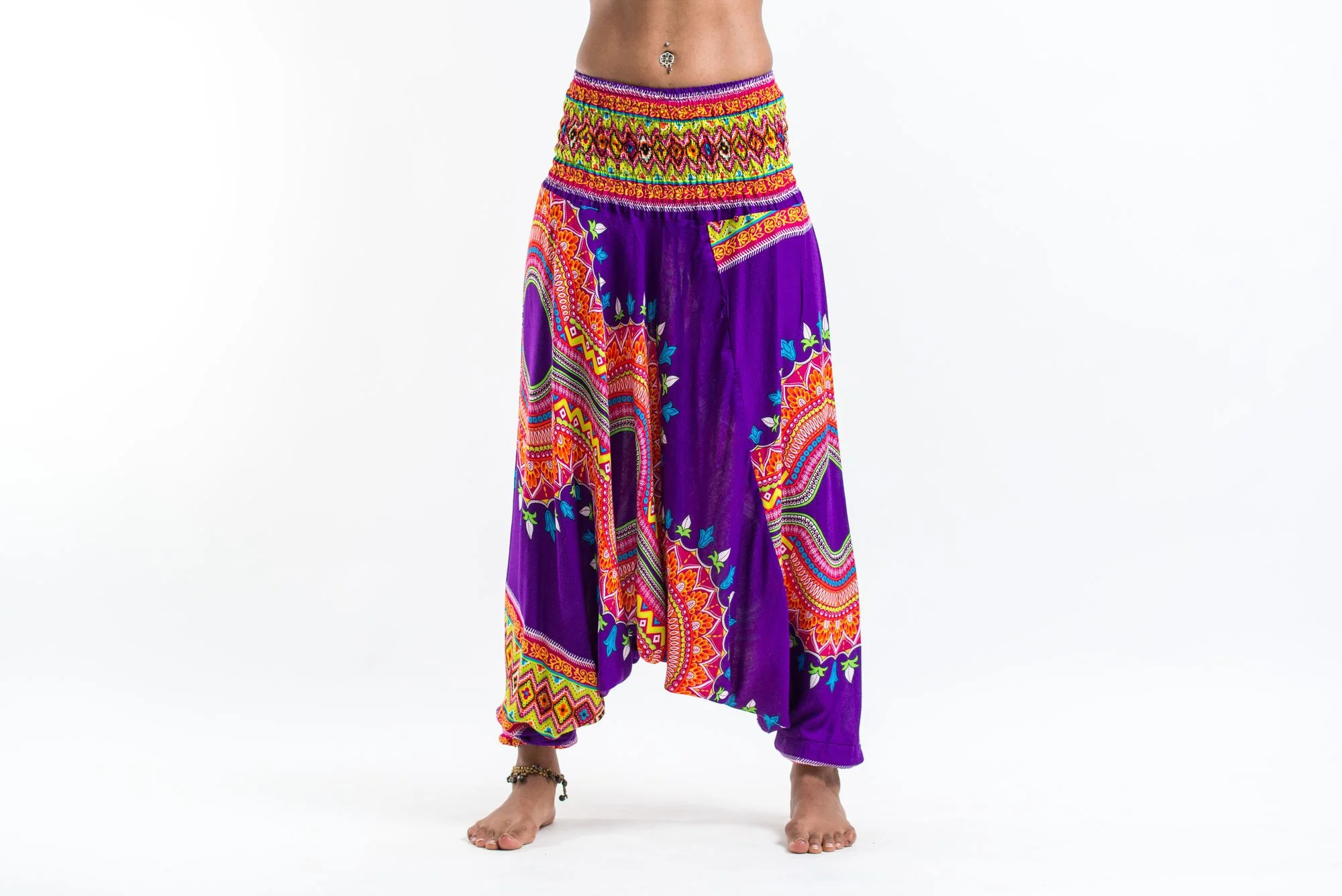 Dashiki Prints 2-in-1 Jumpsuit Harem Pants in Purple - Image 3