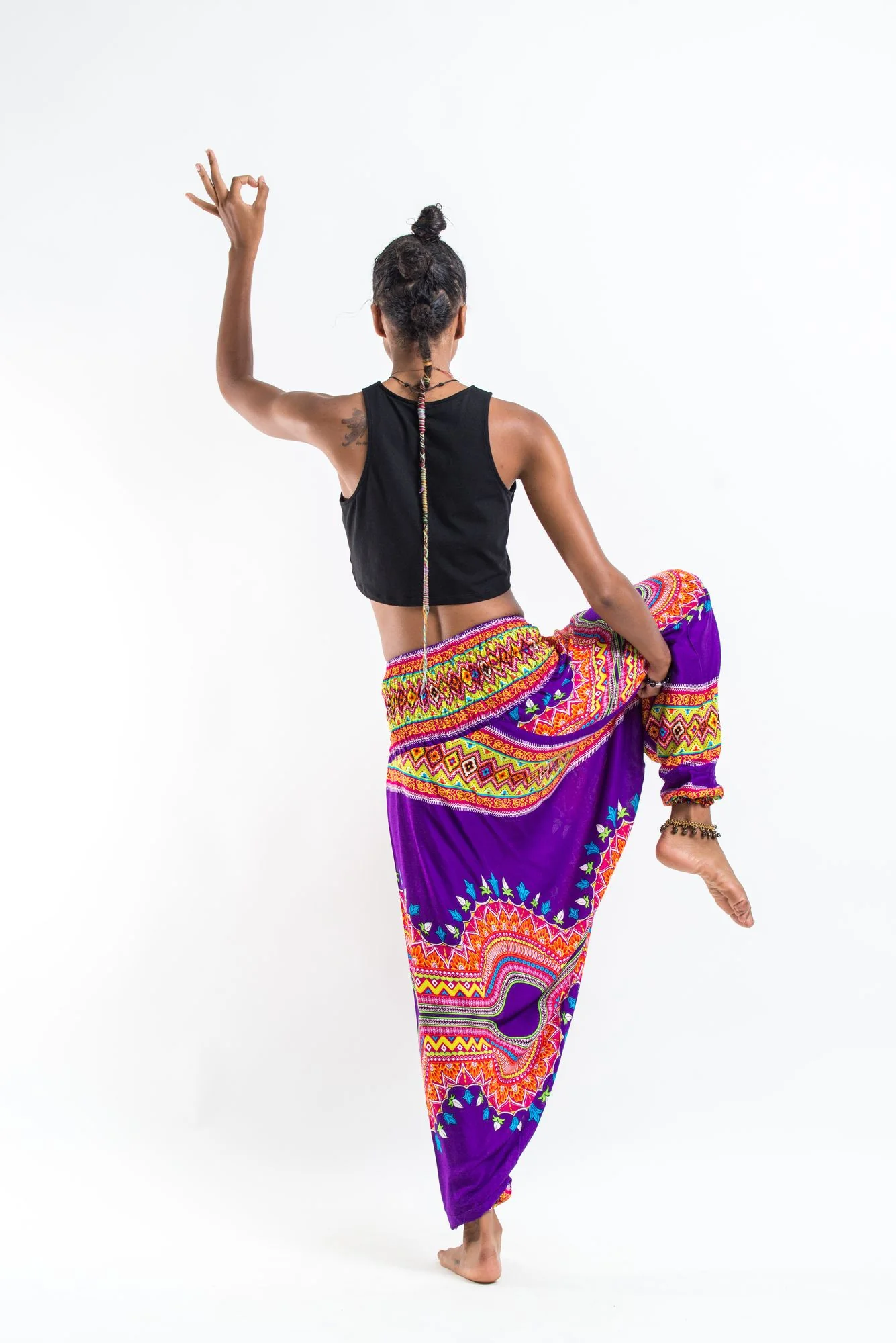 Dashiki Prints 2-in-1 Jumpsuit Harem Pants in Purple - Image 5