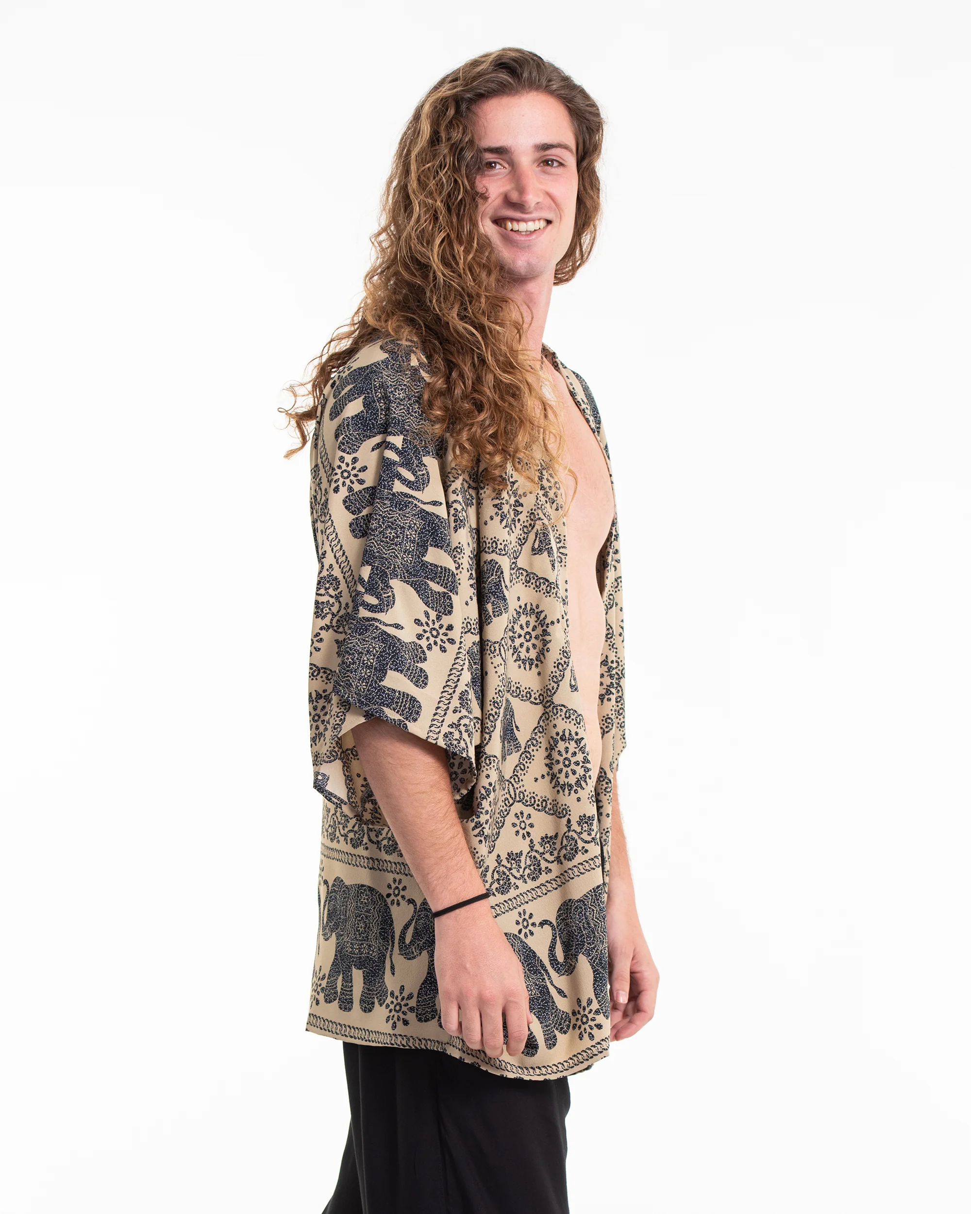 Diamond Elephant Kimono Cardigan in Gold - Image 3