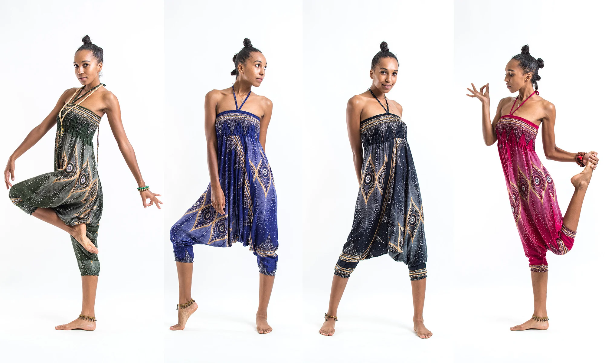 Diamond Peacock 2-in-1 Jumpsuit Harem Pants in Black - Image 2