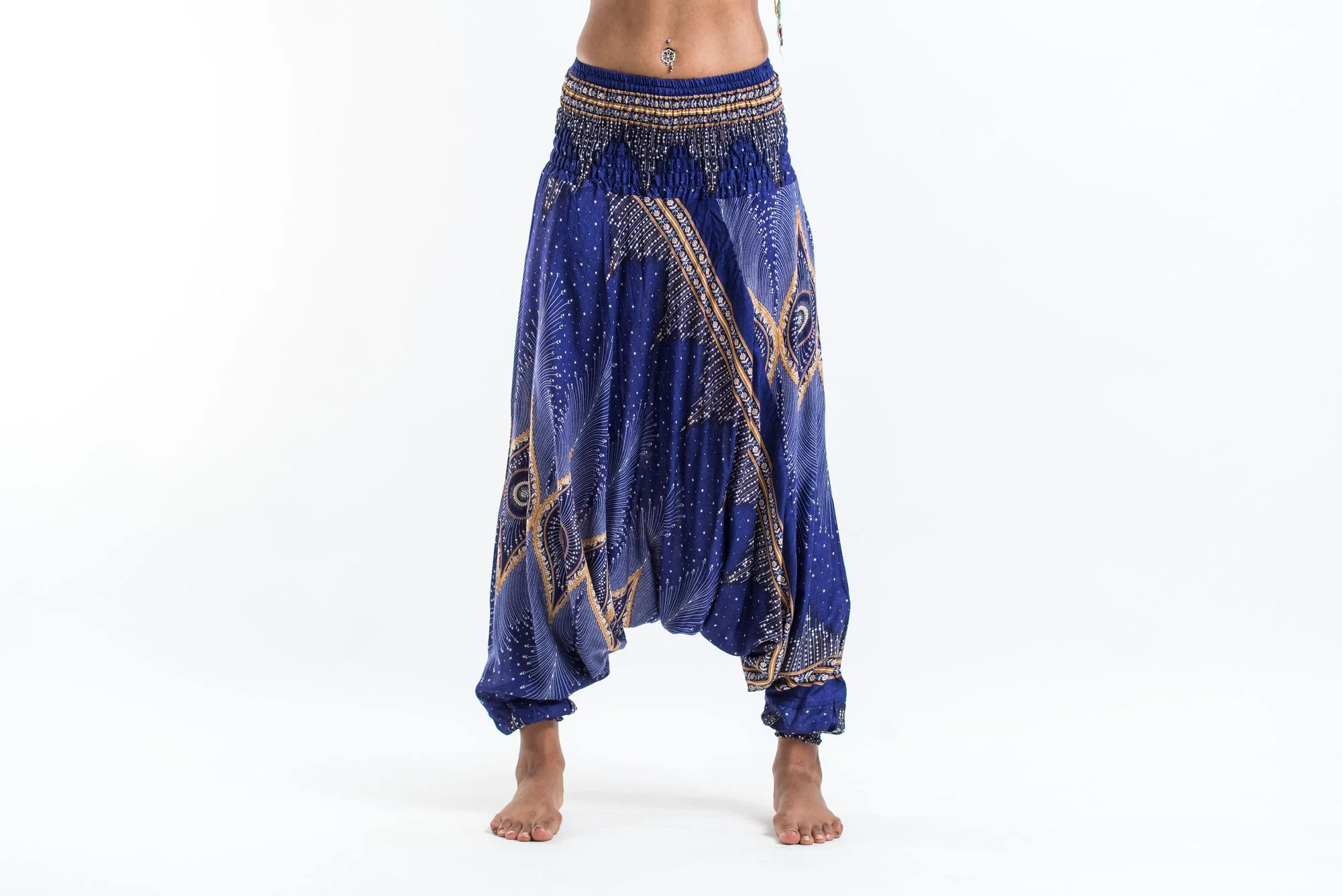 Diamond Peacock 2-in-1 Jumpsuit Harem Pants in Blue - Image 3