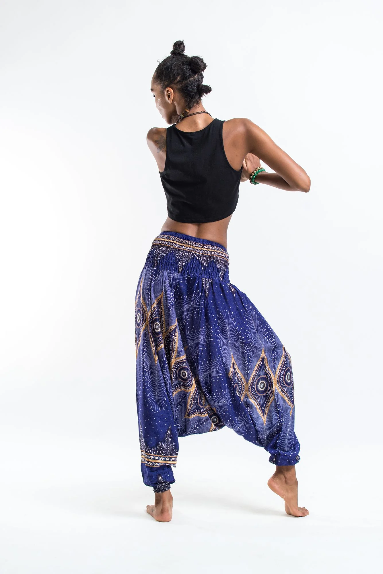 Diamond Peacock 2-in-1 Jumpsuit Harem Pants in Blue - Image 5