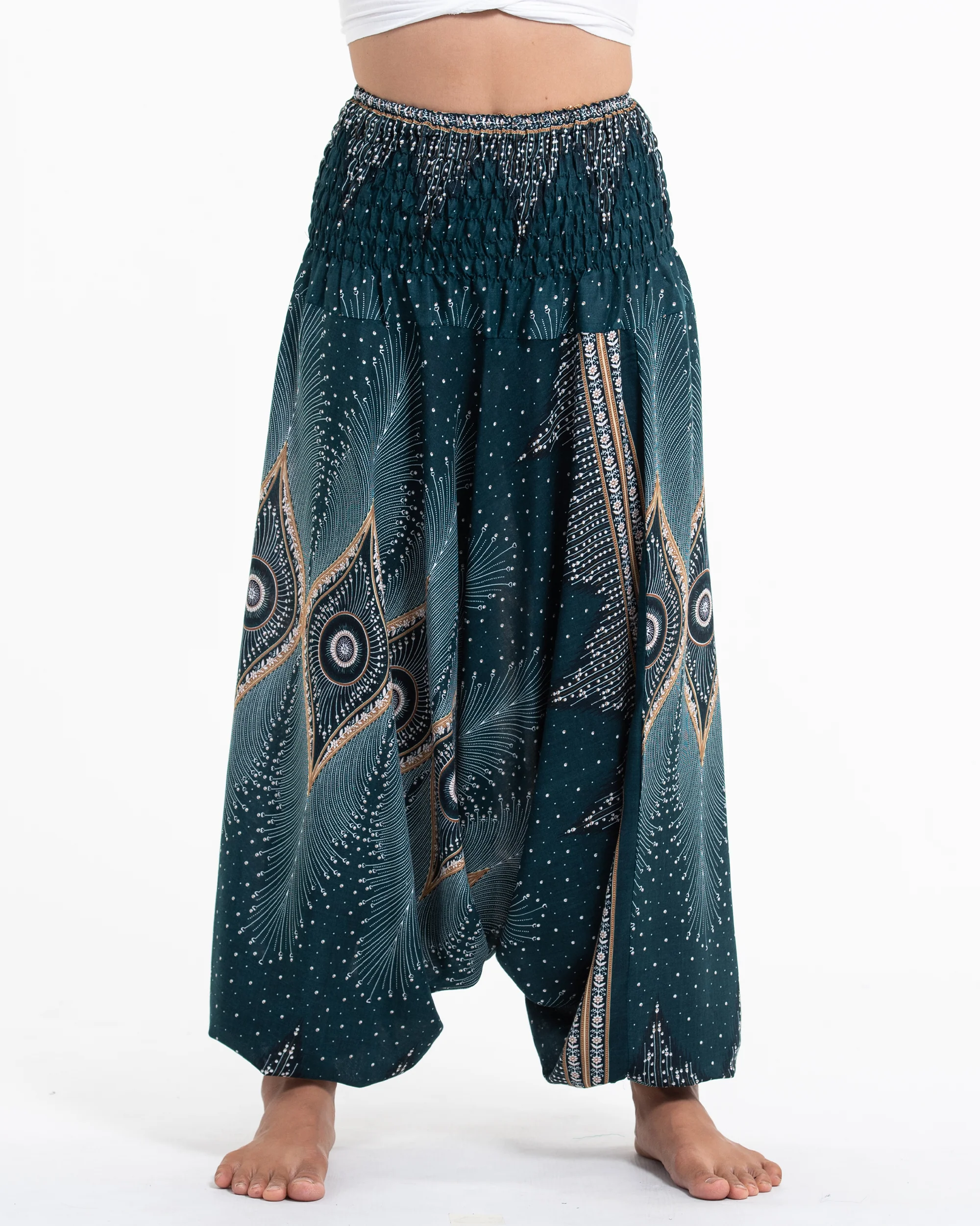Diamond Peacock 2-in-1 Jumpsuit Harem Pants in Turquoise - Image 2