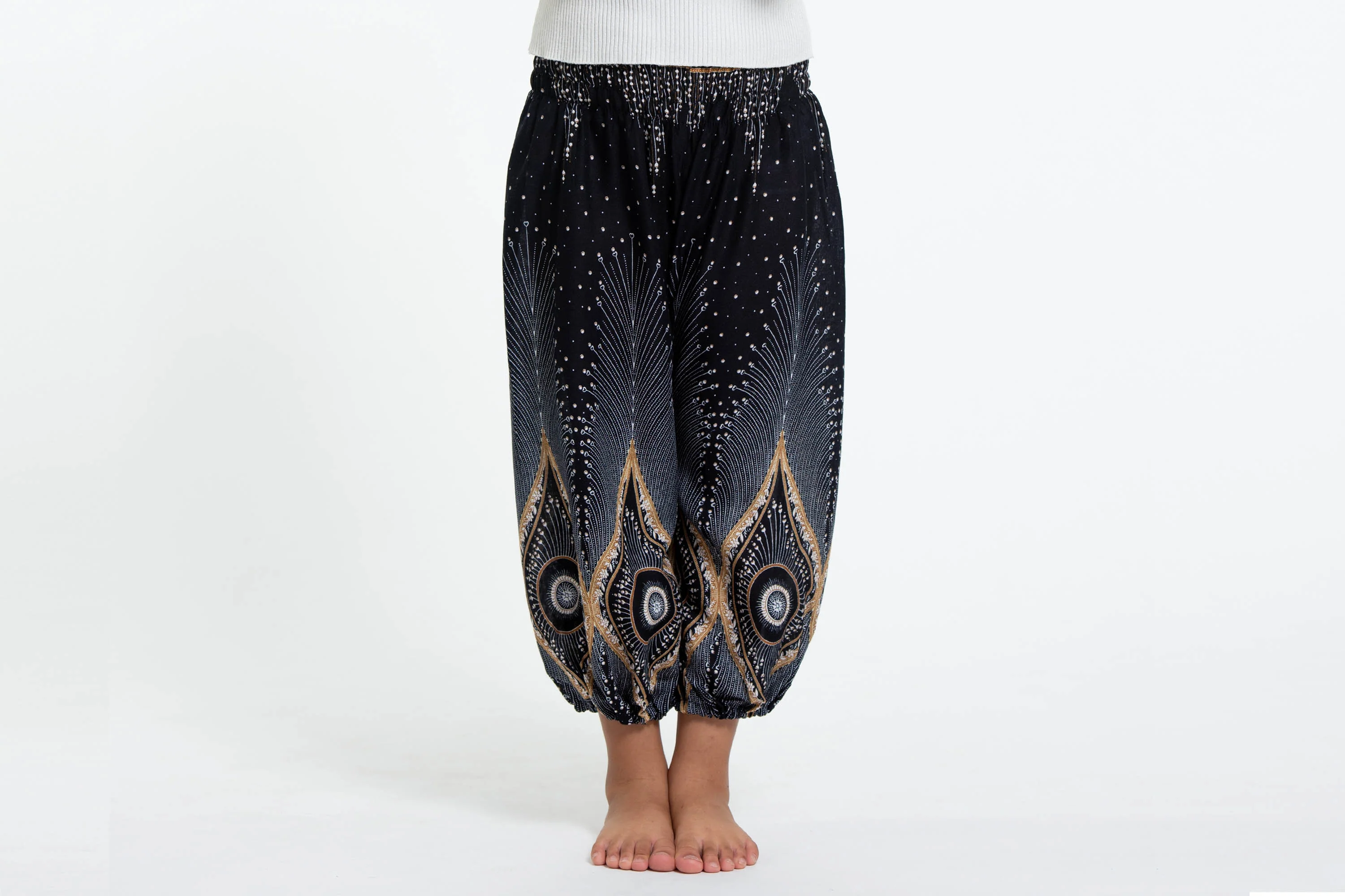 Diamond Peacock Kids Harem Pants in Black - Image 2