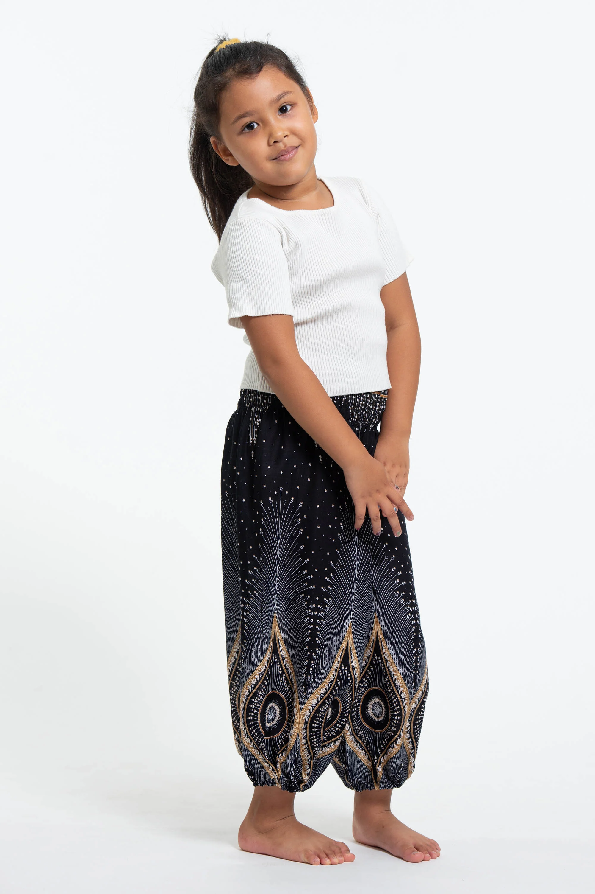 Diamond Peacock Kids Harem Pants in Black - Image 3