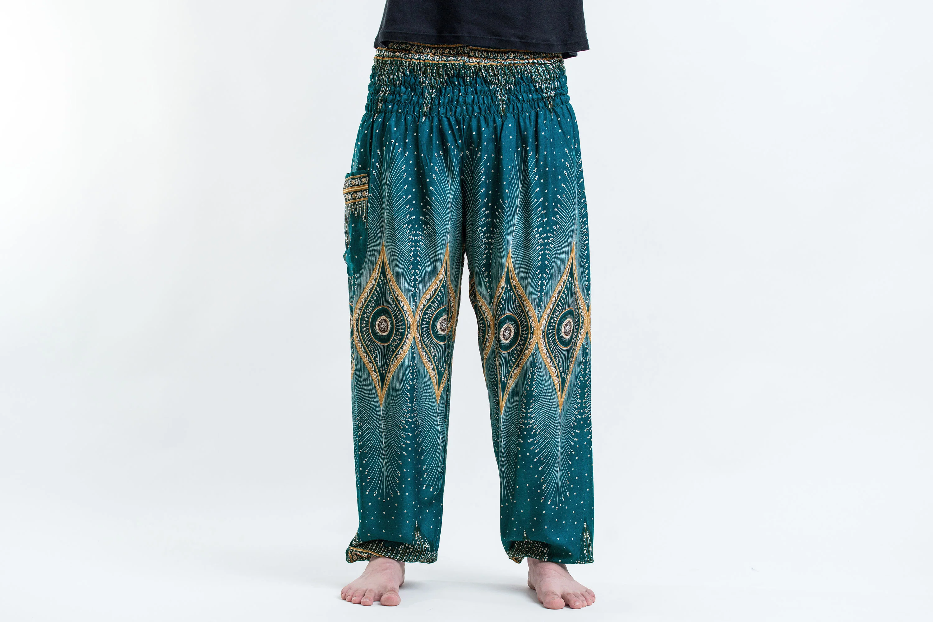 Diamond Peacock Men's Harem Pants in Turquoise - Image 2