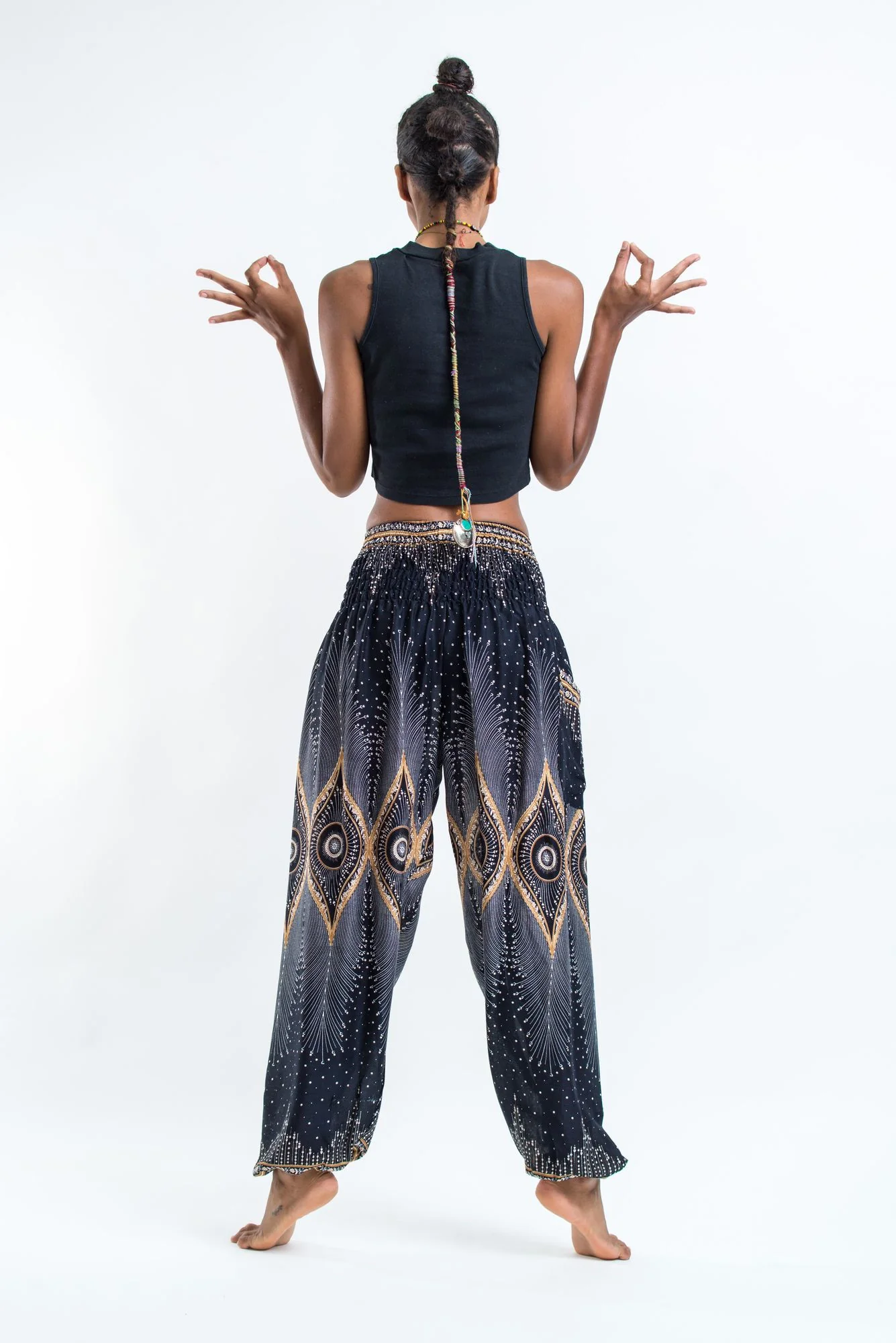Diamond Peacock Women's Harem Pants in Black - Image 4