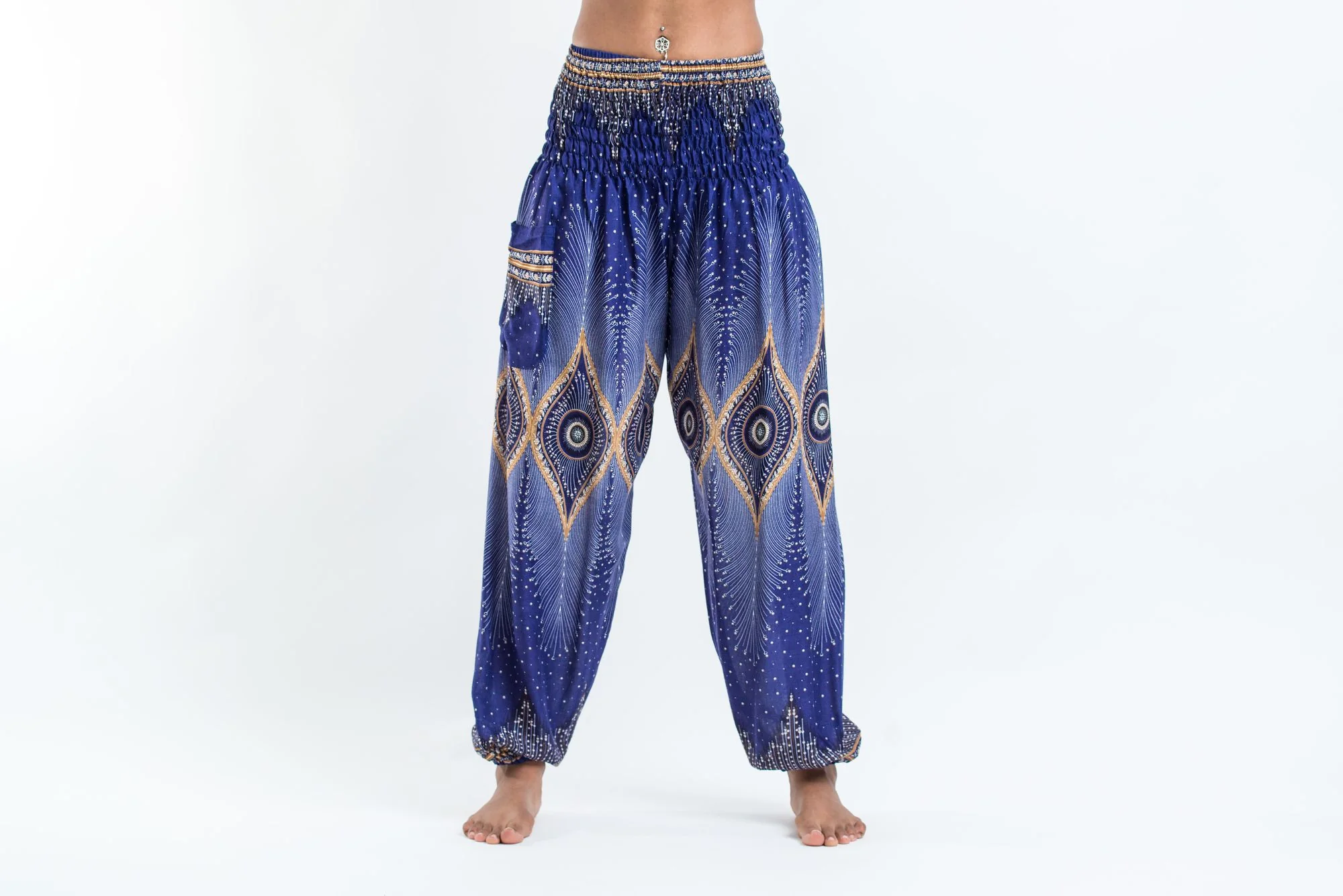 Diamond Peacock Women's Harem Pants in Blue - Image 2
