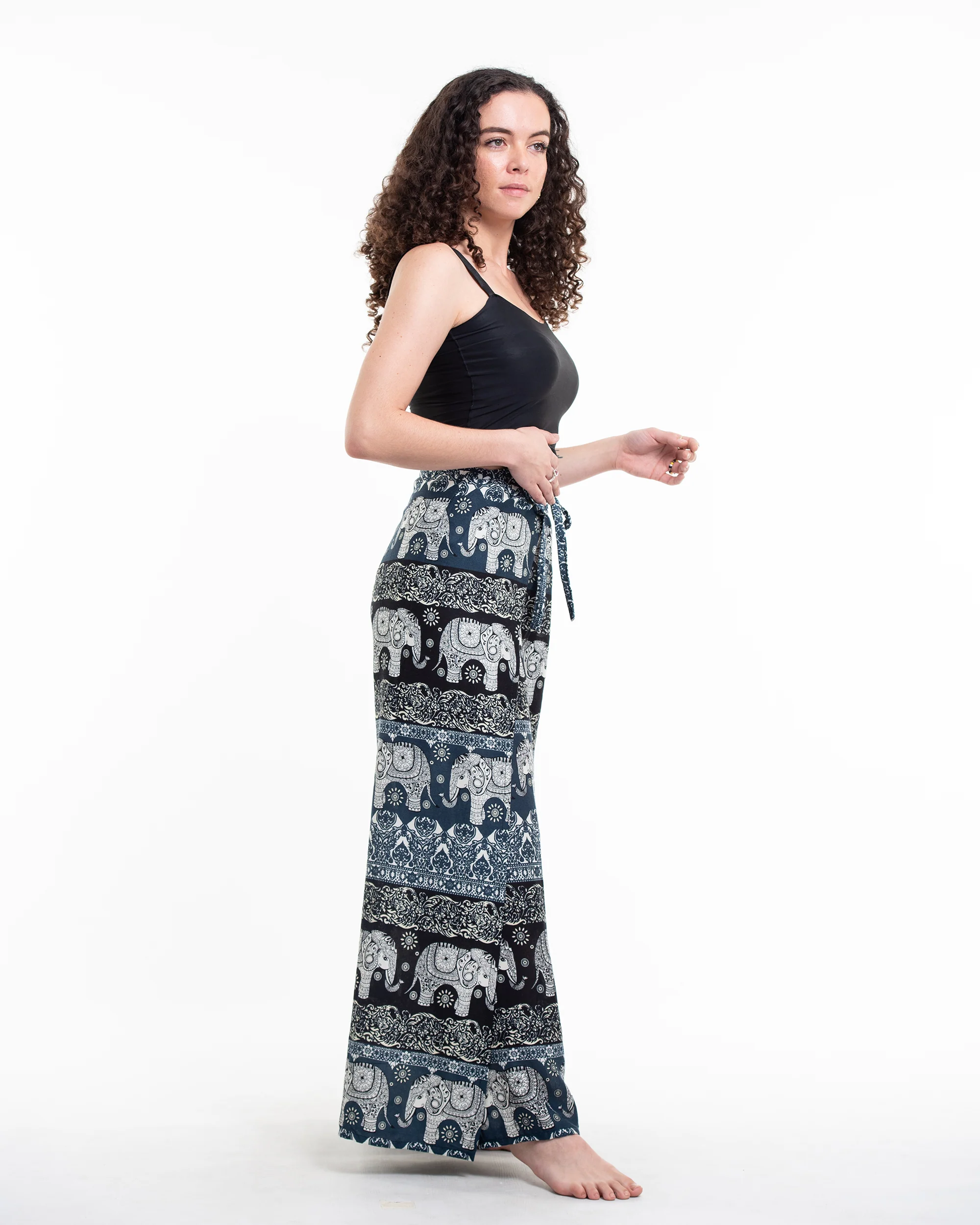 Divine Elephant Wrap Palazzo Style Harem Pants in Navy - Image 3