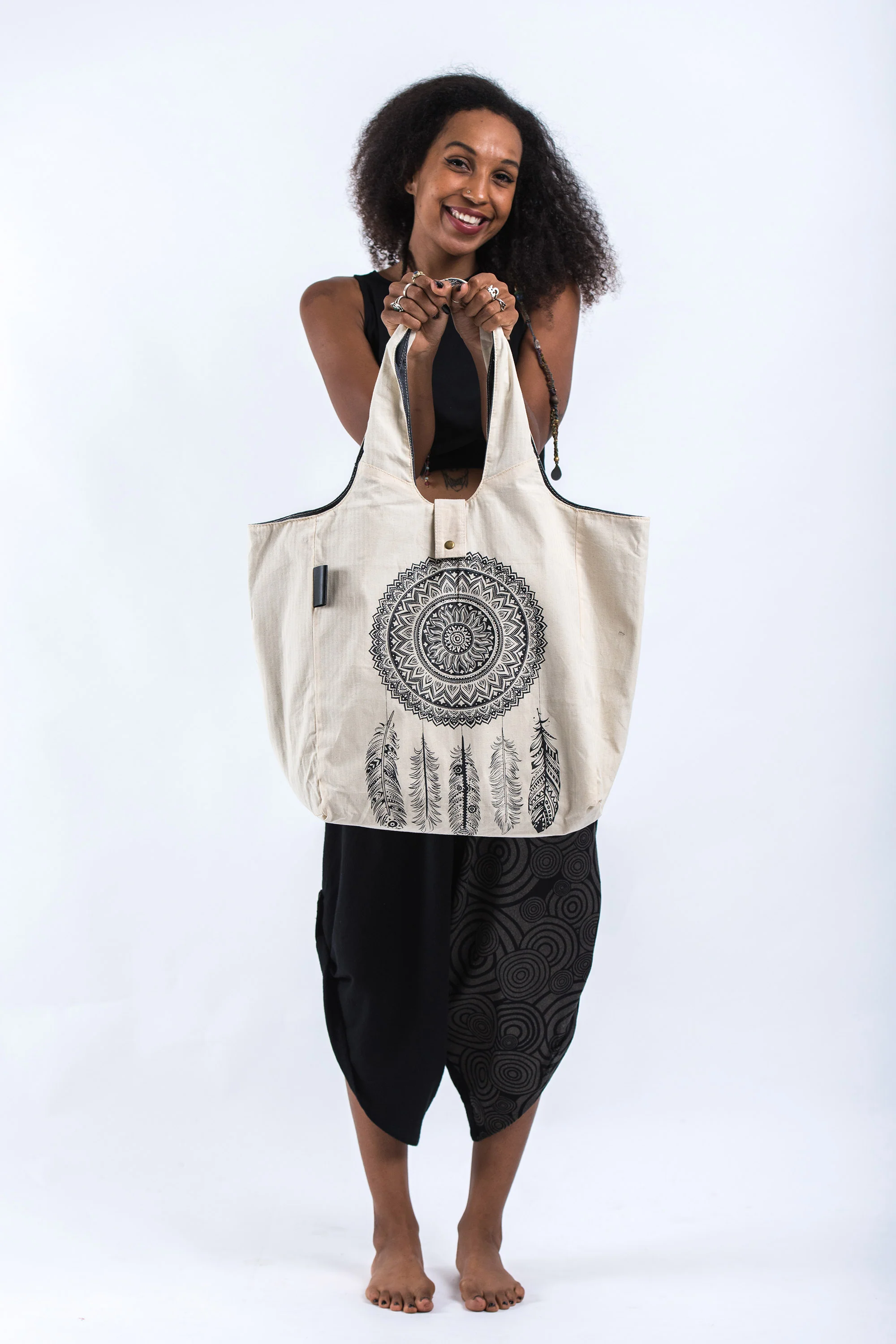 Dreamcatcher Cotton Tote Bag Natural - Image 3