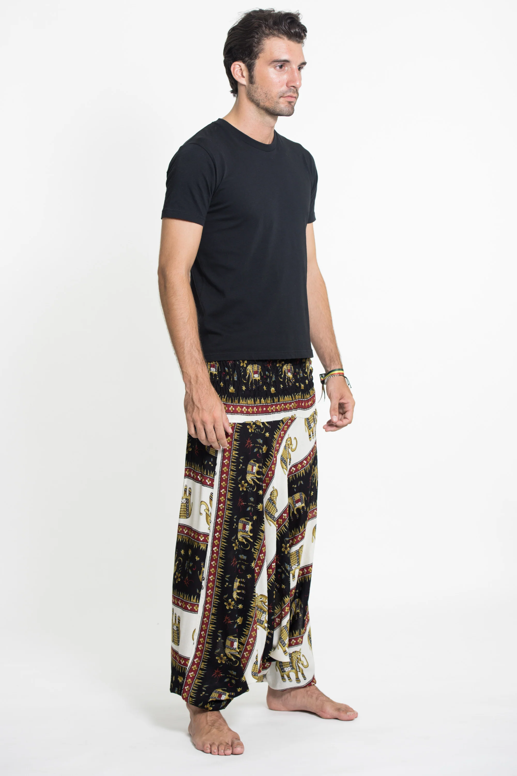 Elephant Bliss Drop Crotch Men's Elephant Pants in Black - Image 3