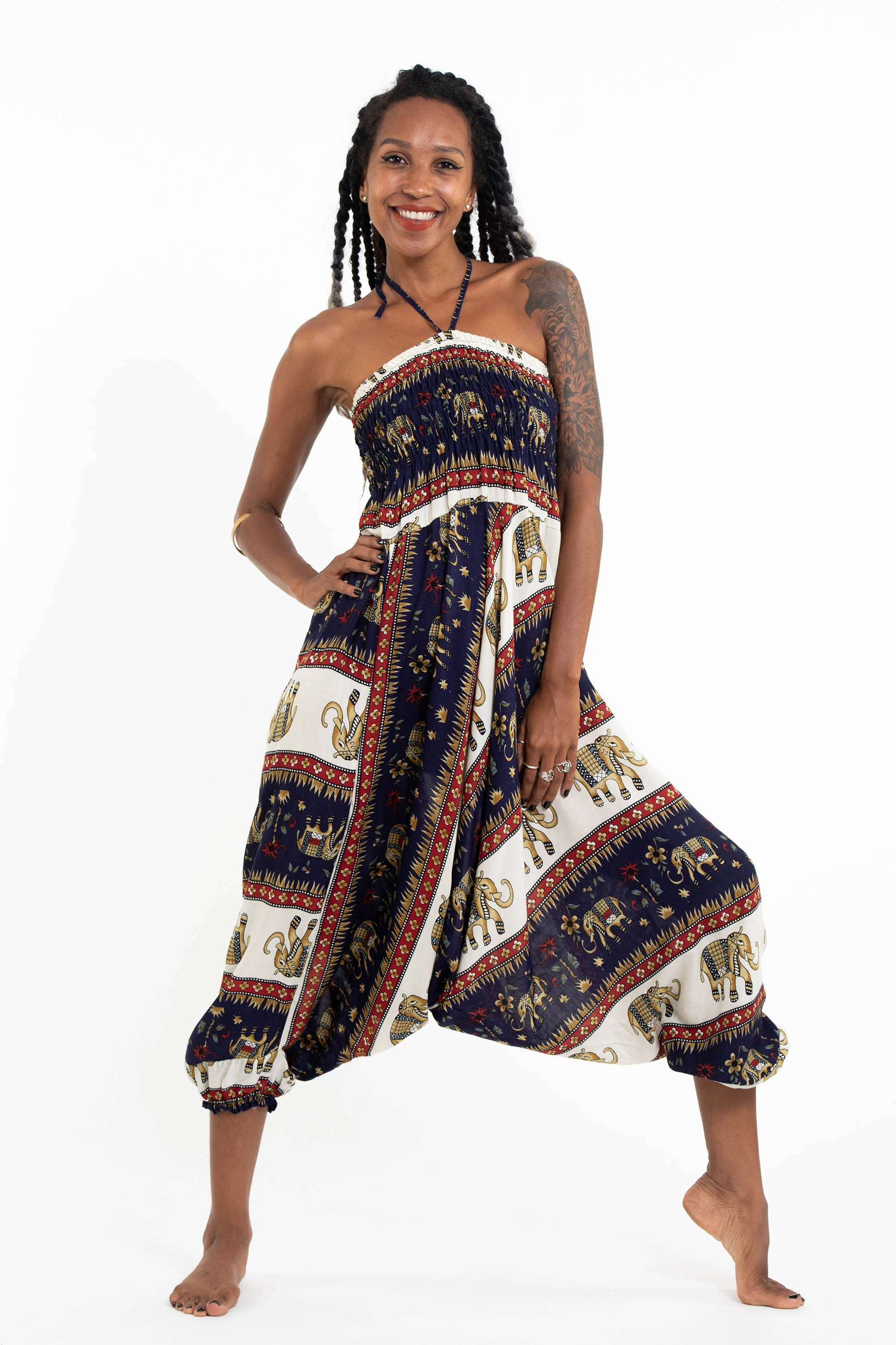 Elephant Bliss 2-in-1 Jumpsuit Elephant Pants in Navy - Image 5