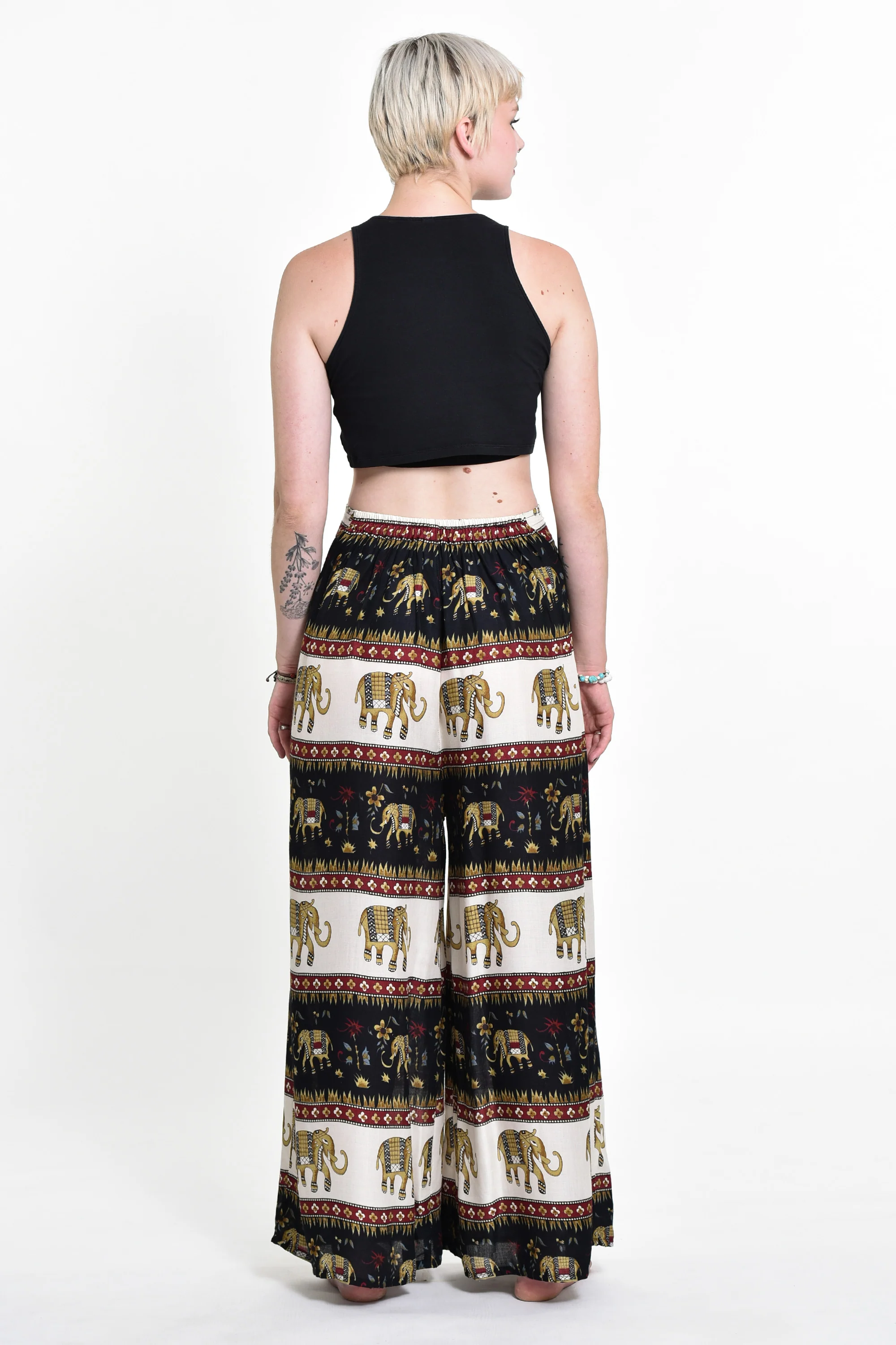 Elephant Bliss Palazzo Style Elephant Pants in Black - Image 4