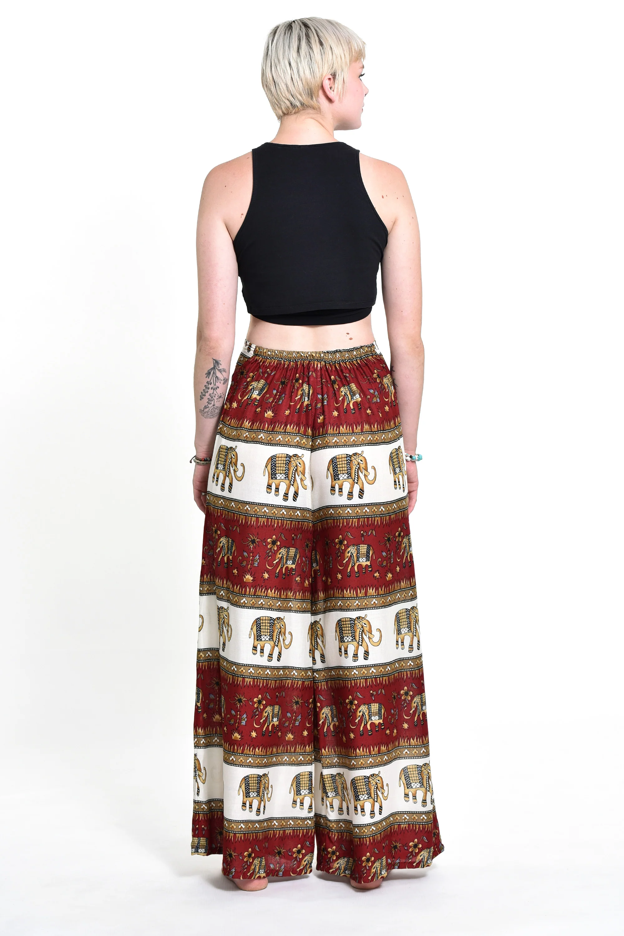 Elephant Bliss Palazzo Style Elephant Pants in Red - Image 4
