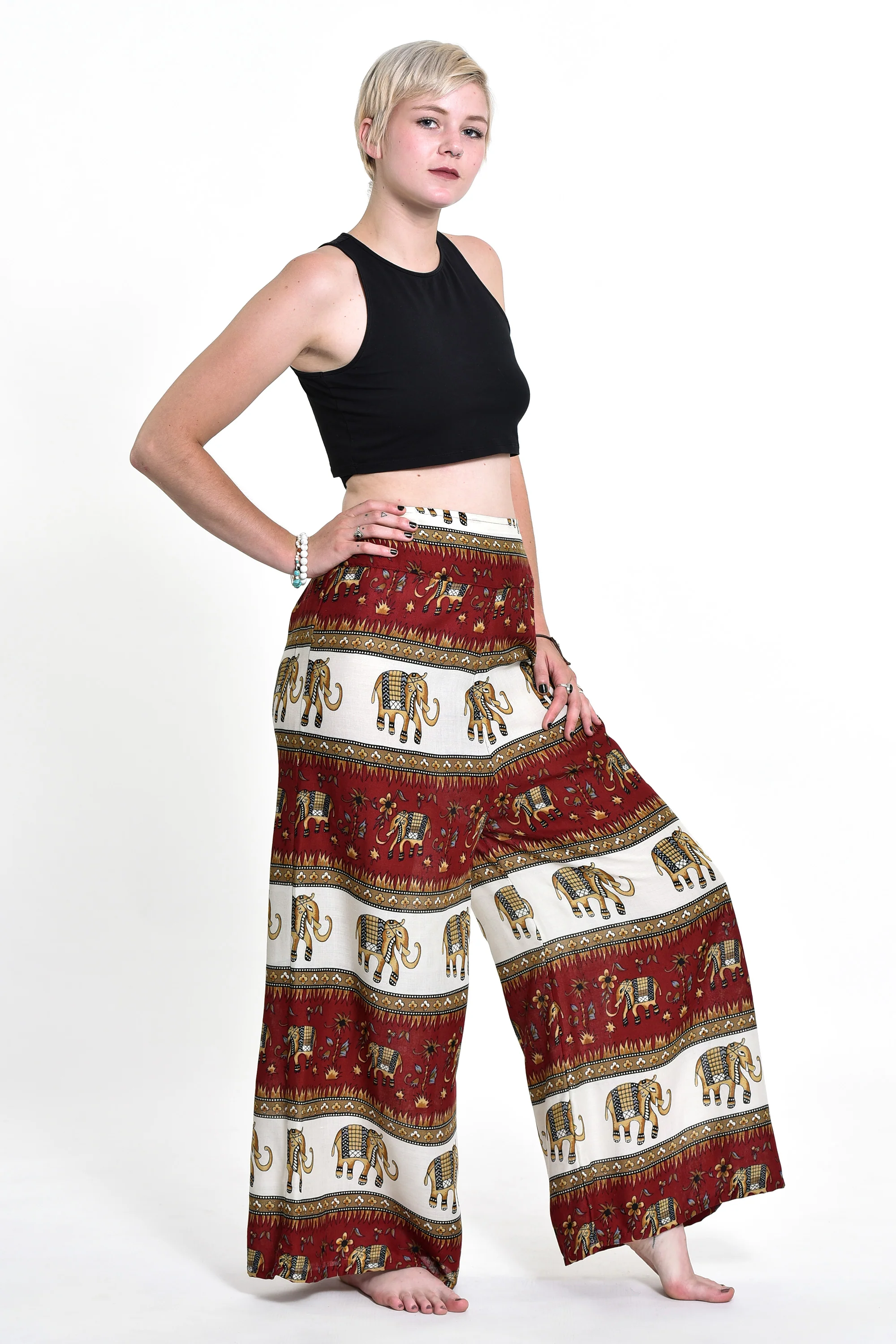 Elephant Bliss Palazzo Style Elephant Pants in Red - Image 5