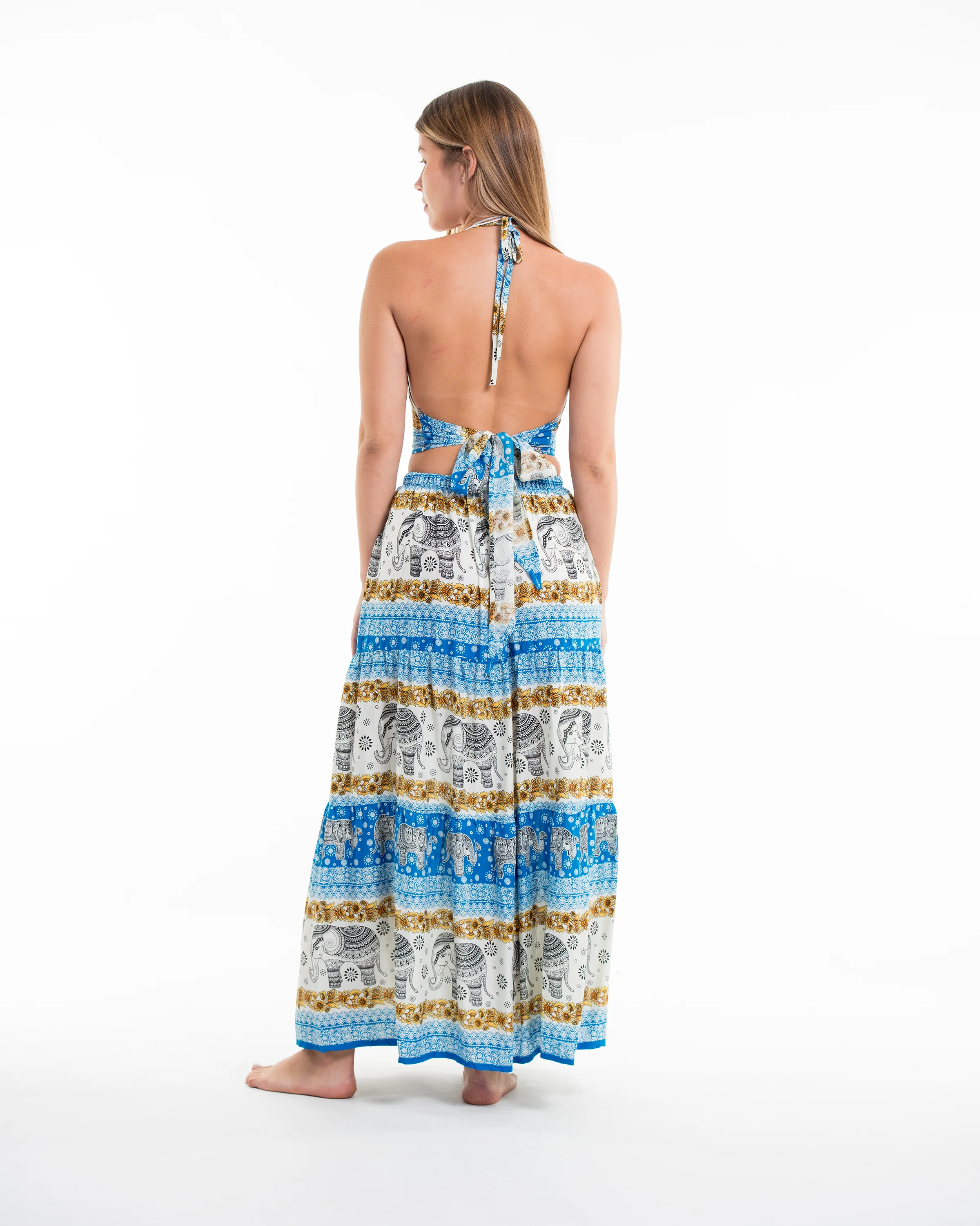 Elephant Dreams Crop Top and Long Skirt in Blue - Image 4