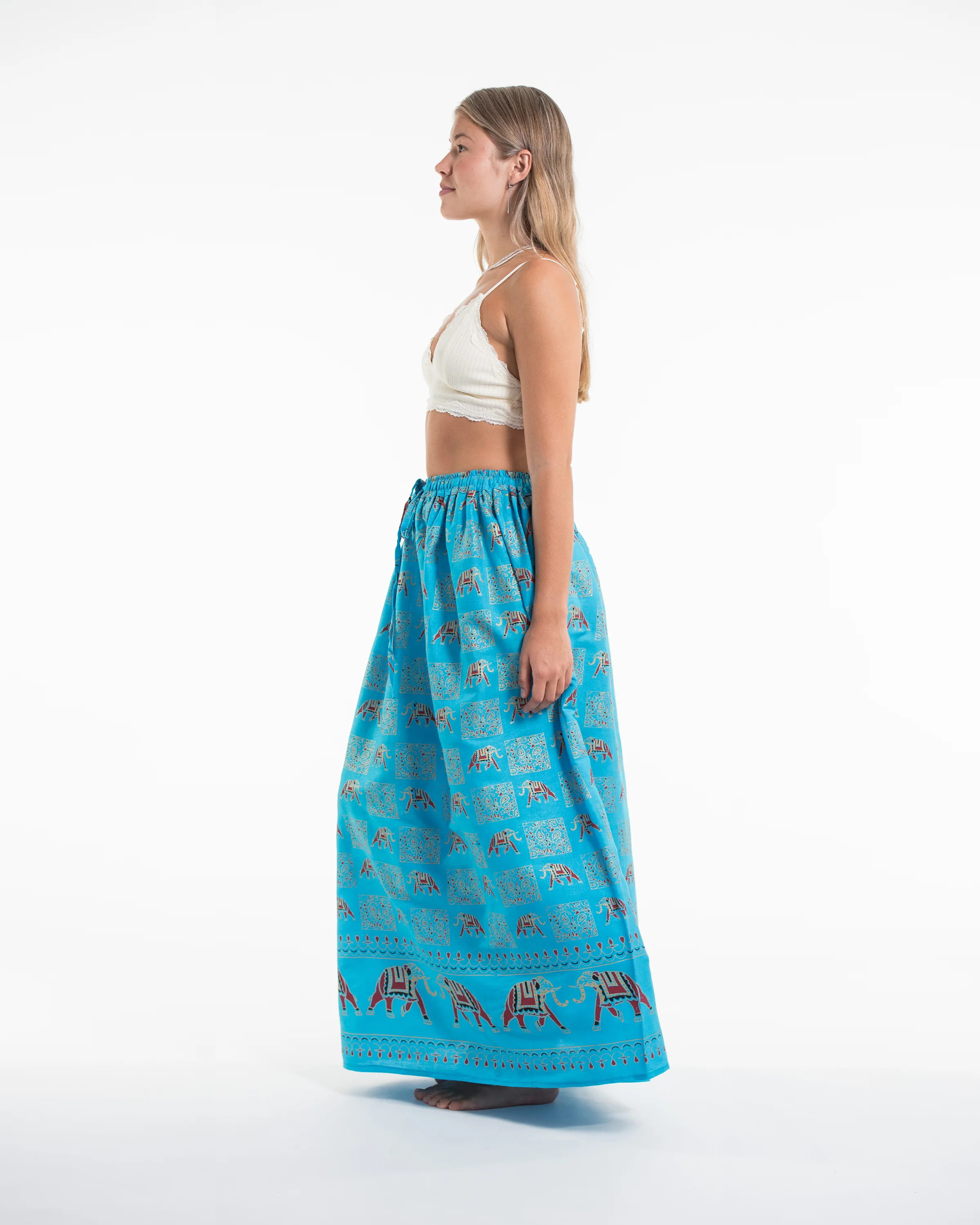 Elephant Print Midi Skirt in Blue - Image 3