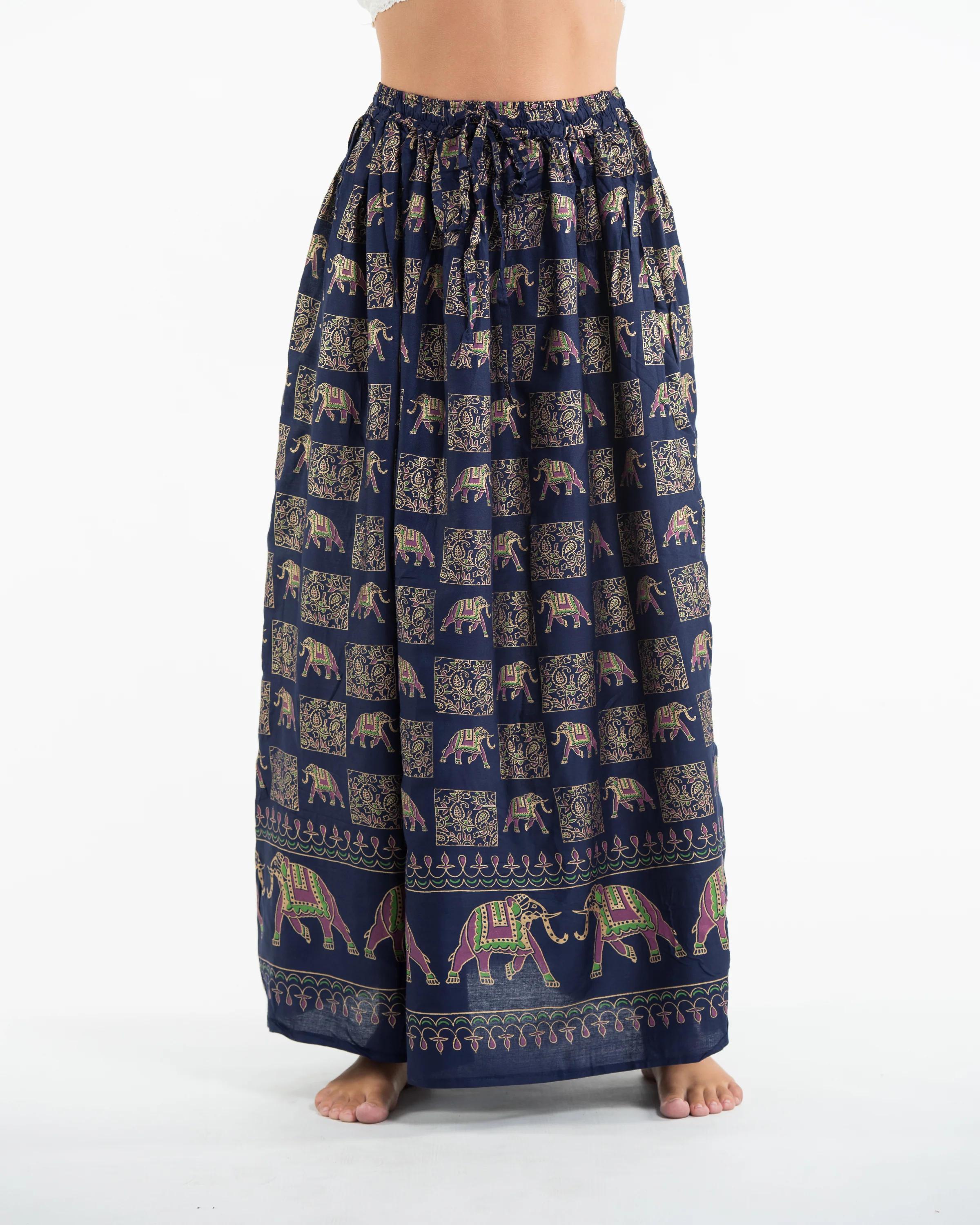 Elephant Print Midi Skirt in Navy - Image 2