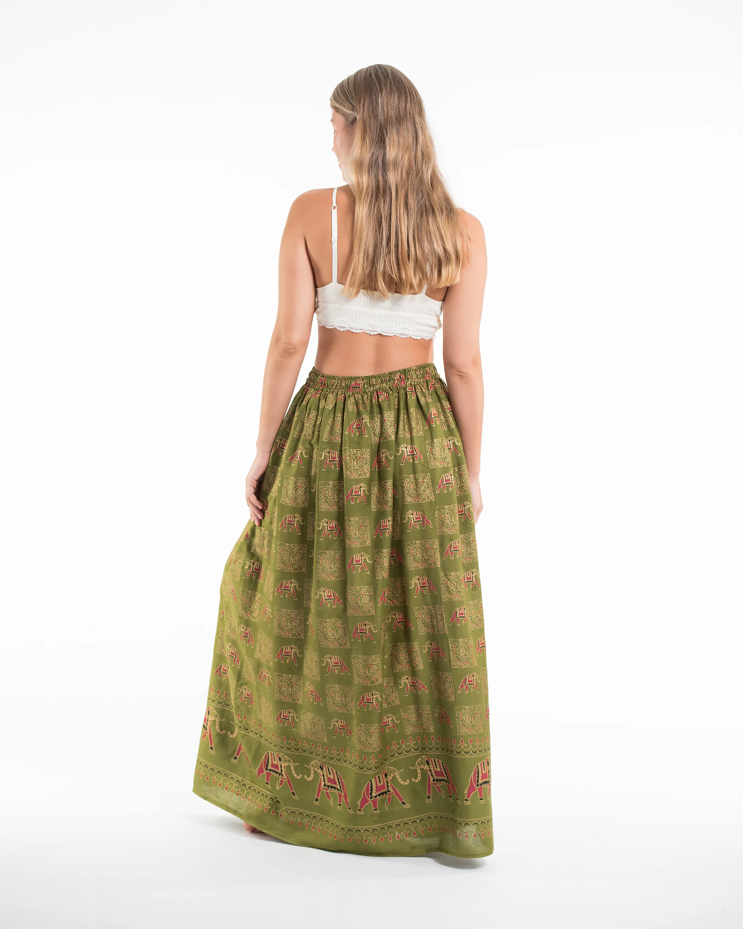 Elephant Print Midi Skirt in Olive - Image 4