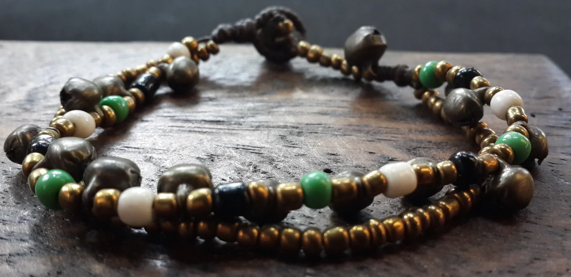 Brass Bell And Multi Bead Double Strand Bracelets - Image 4