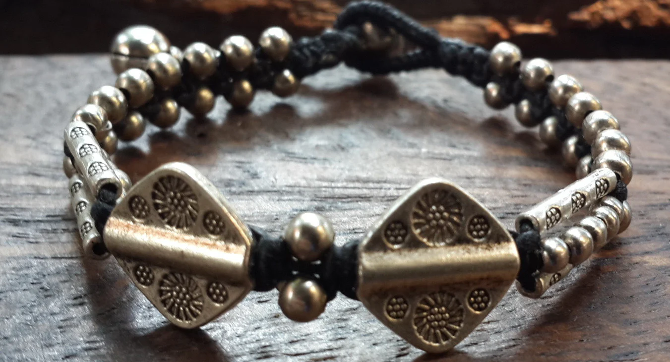 Hill Tribe Silver Bead And Aztec Charm Bracelets - Image 3