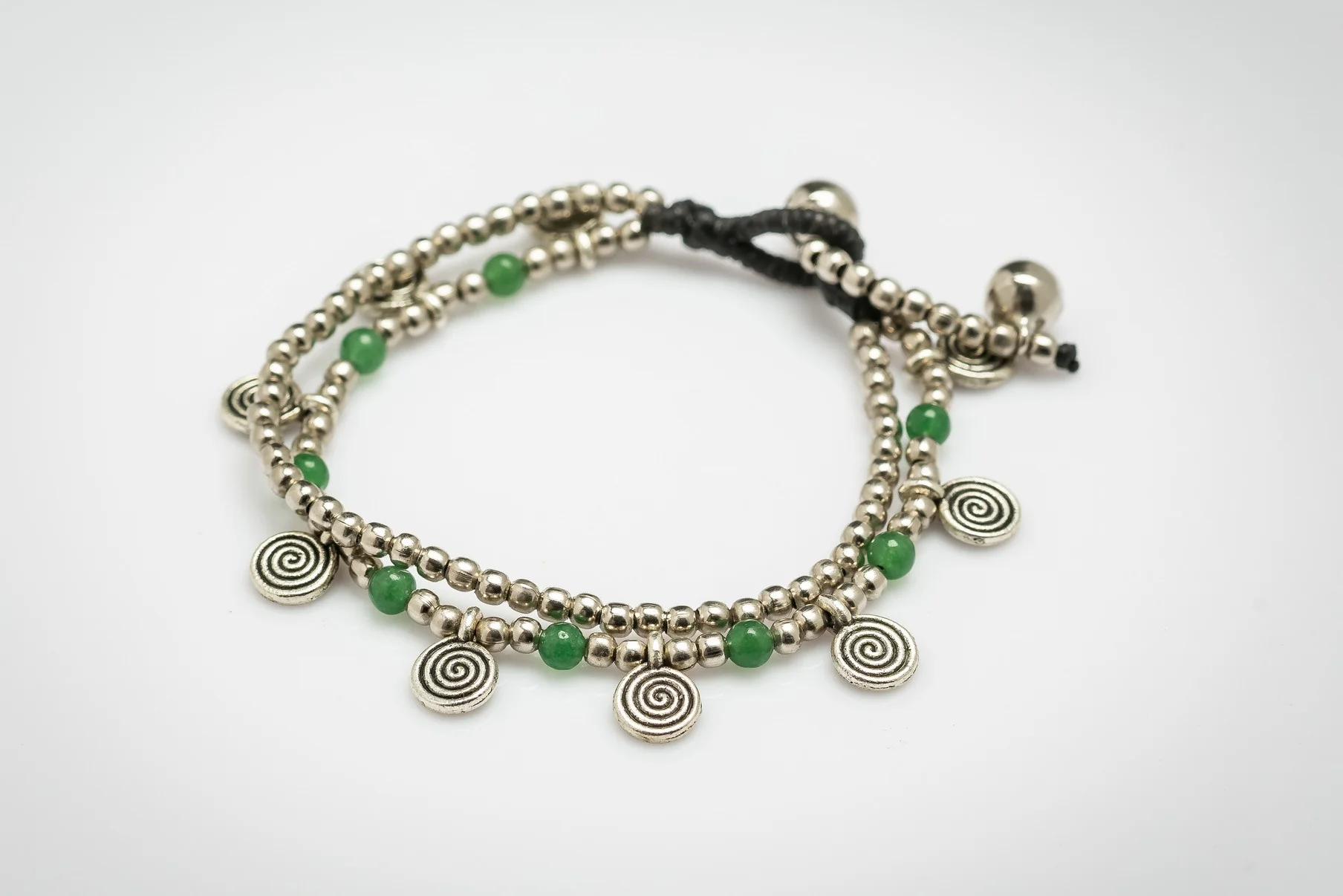 Green Bead And Charm Double Strand Bracelets - Image 2