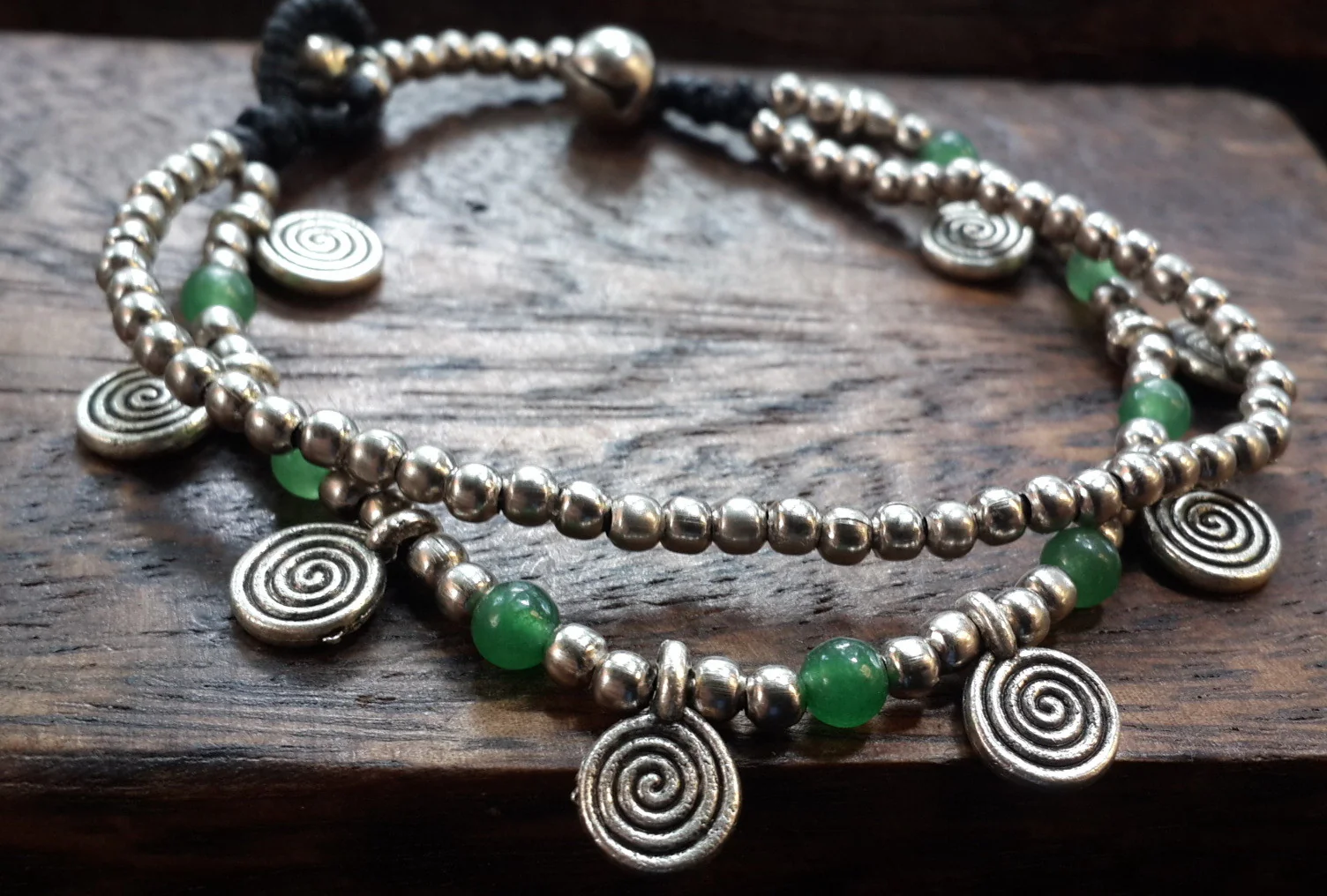 Green Bead And Charm Double Strand Bracelets - Image 4