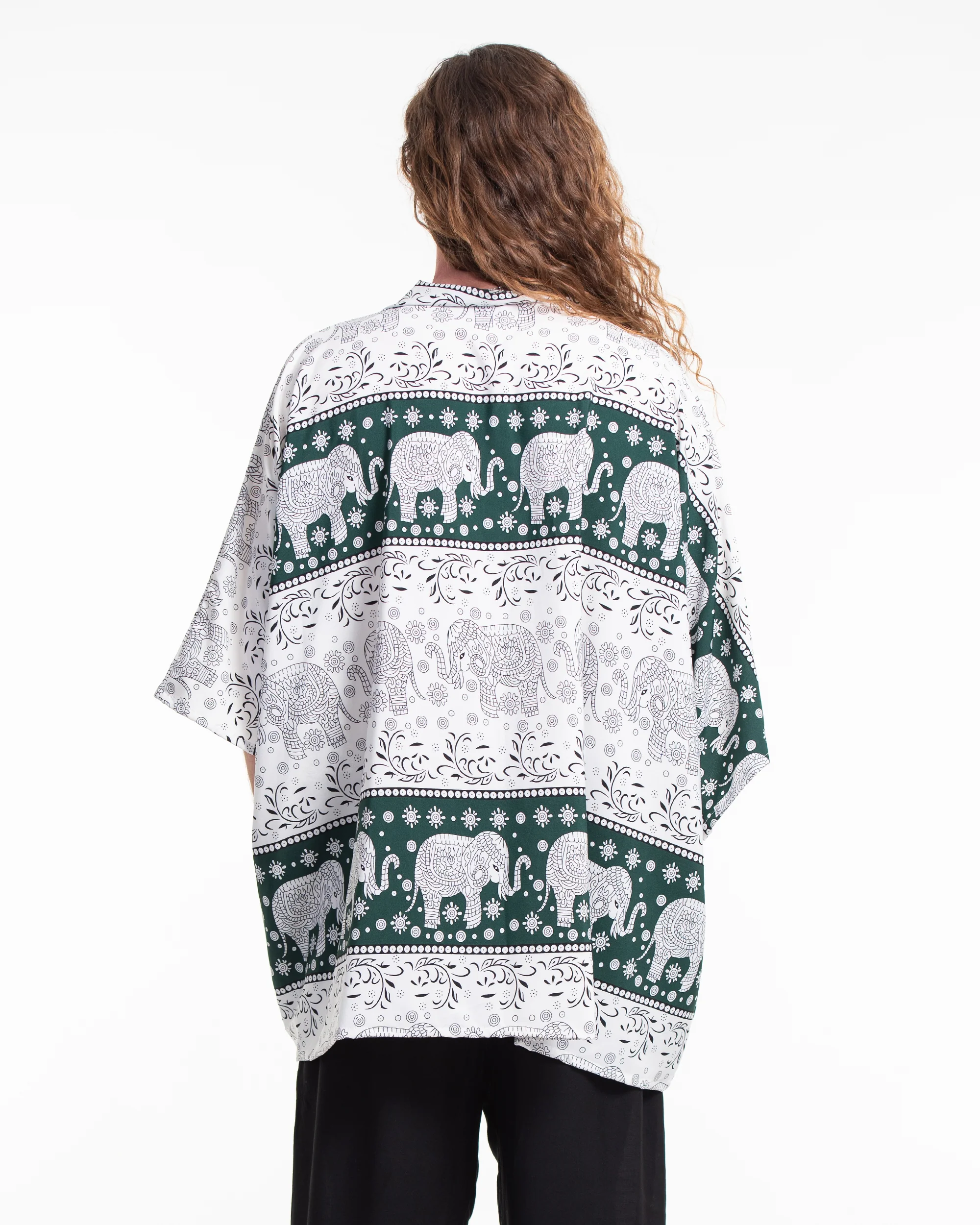 Floral Elephant Kimono Cardigan in Green - Image 4