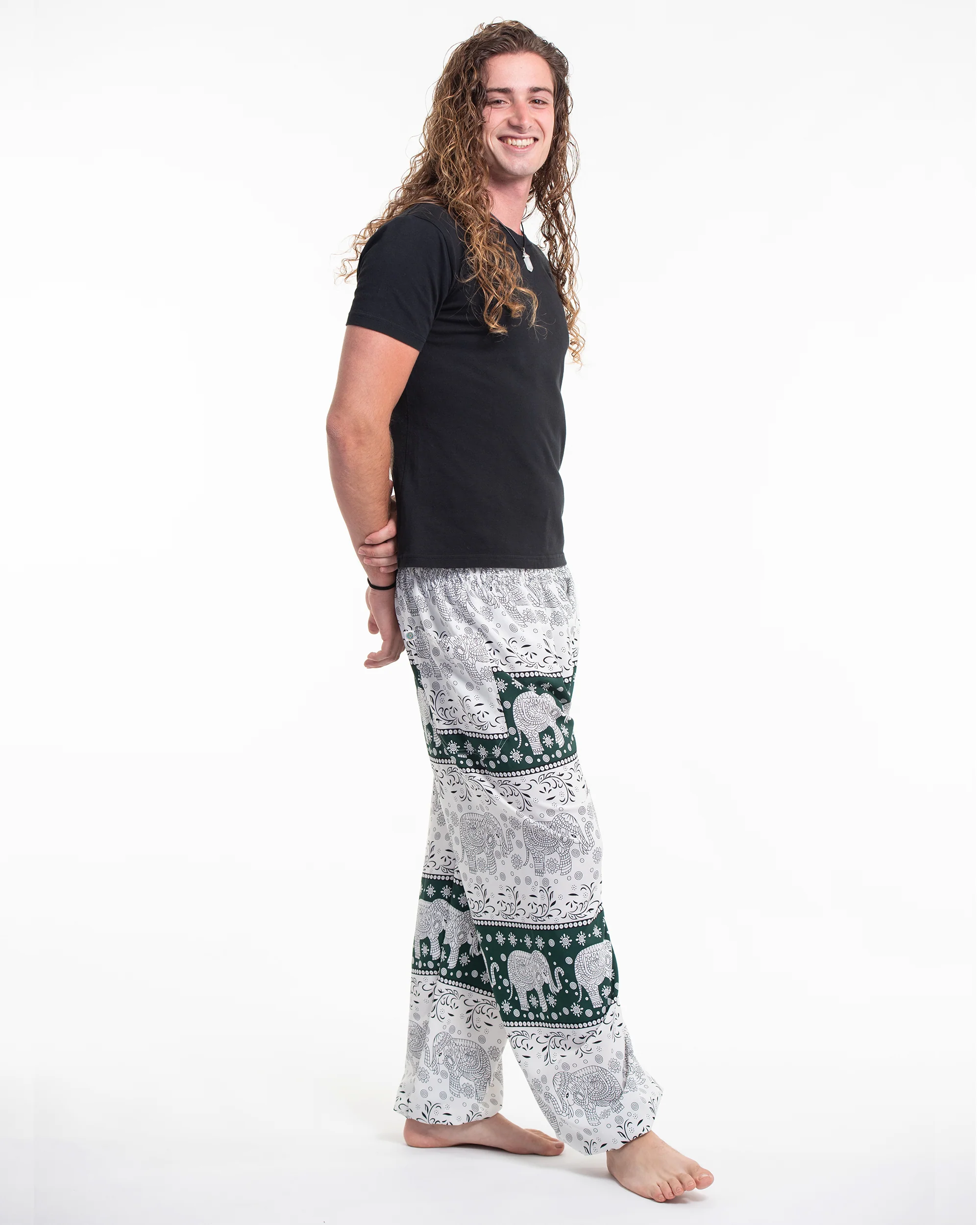 Floral Elephant Tall Harem Pants in Green - Image 3