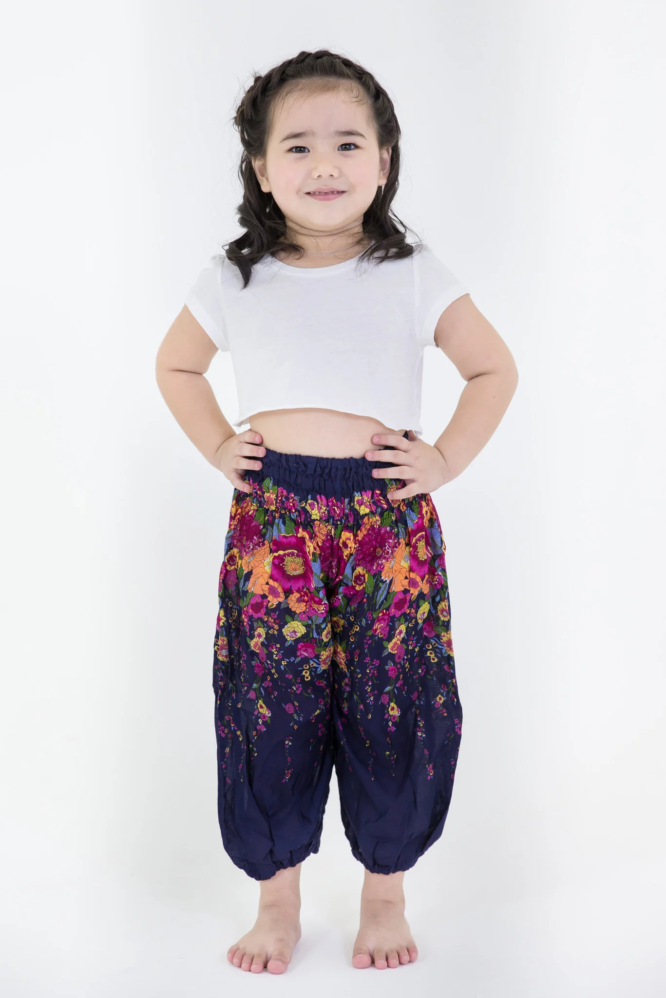 Floral Kids Harem Pants in Blue - Image 3