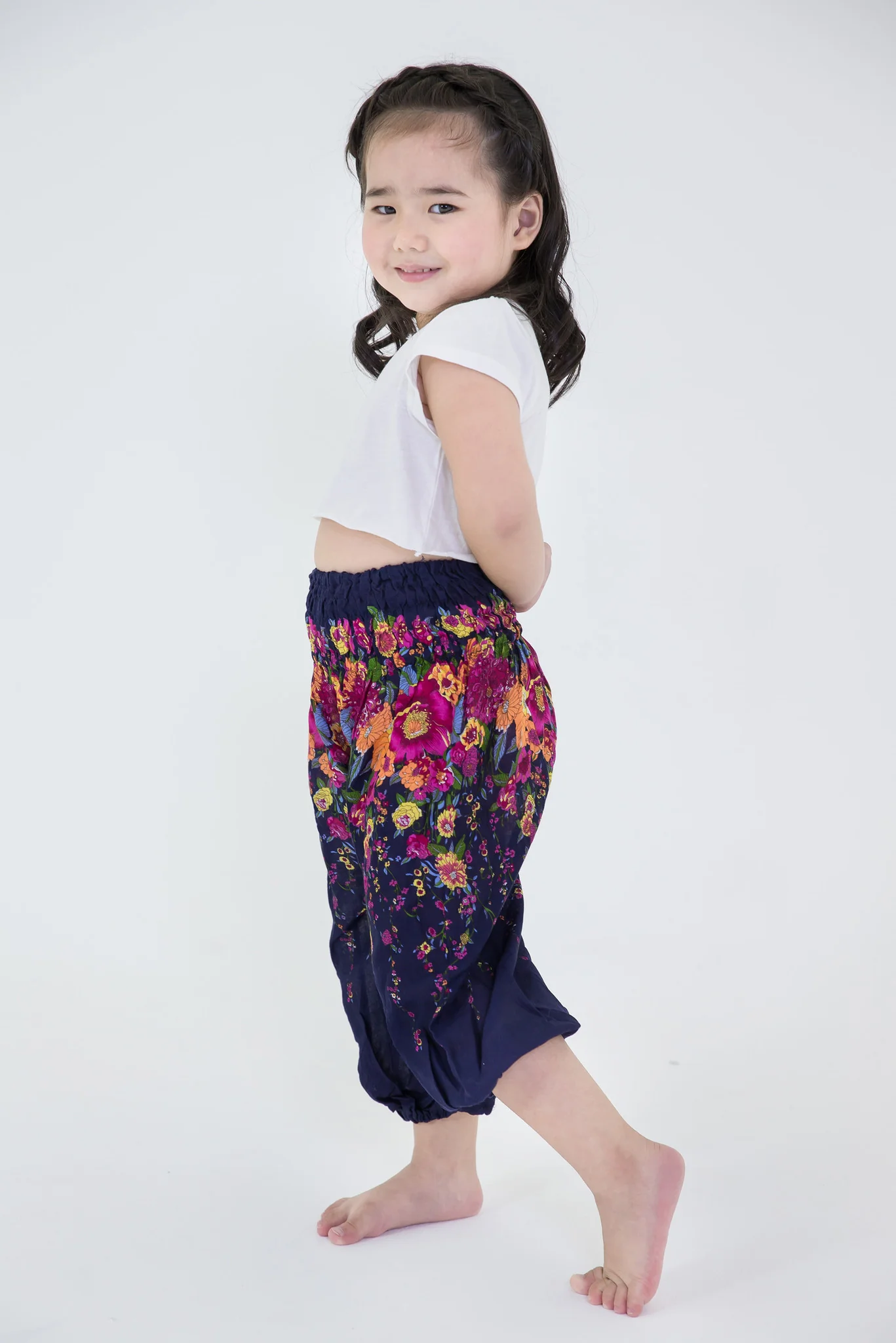 Floral Kids Harem Pants in Blue - Image 4