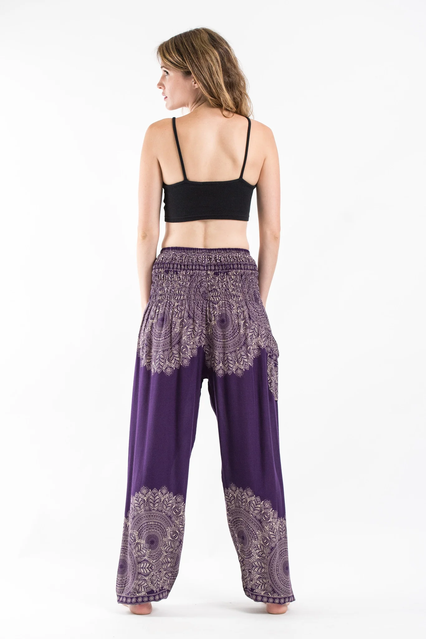 Floral Mandalas Women's Harem Pants in Purple - Image 4