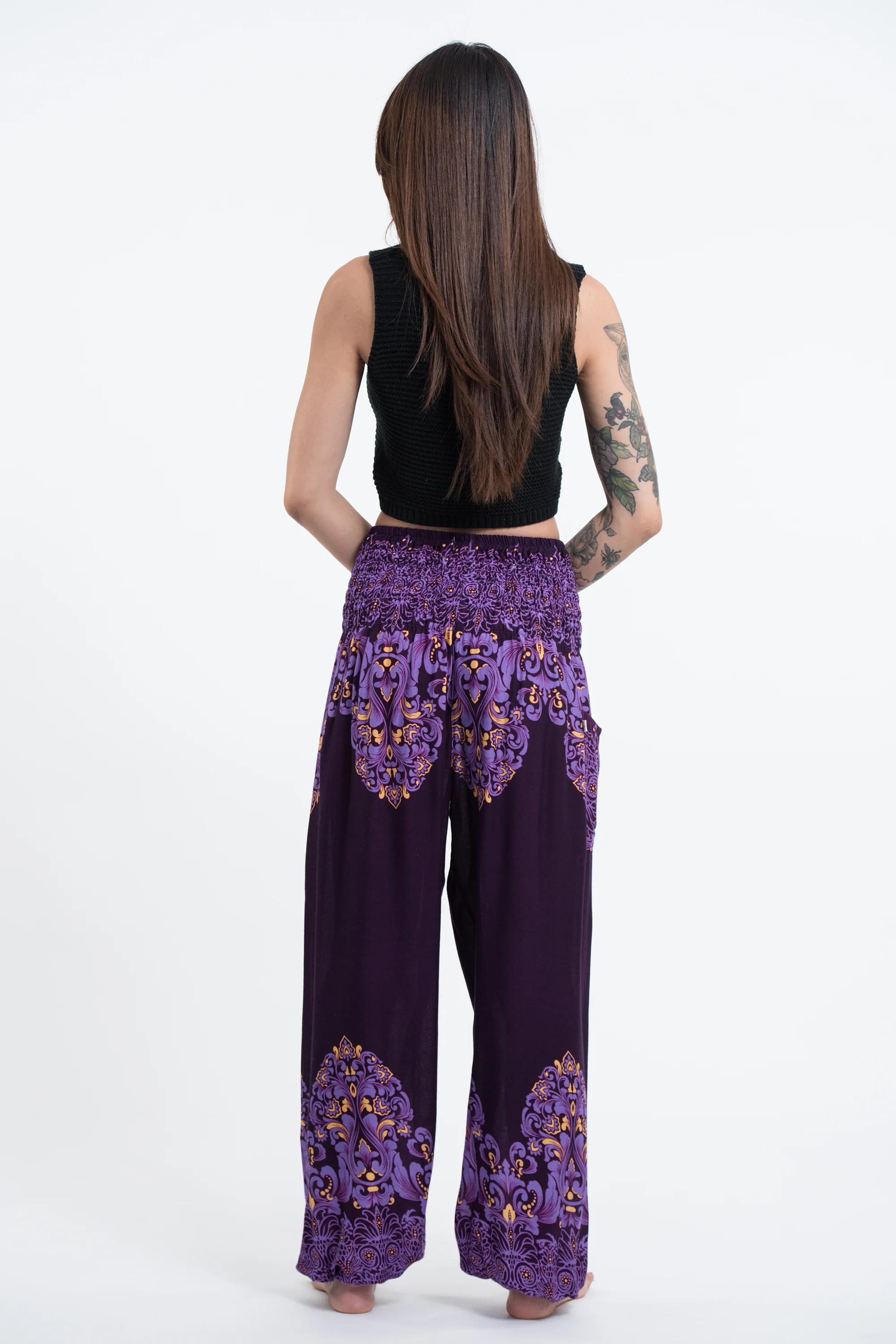 Floral Vines Women's Harem Pants in Purple - Image 4