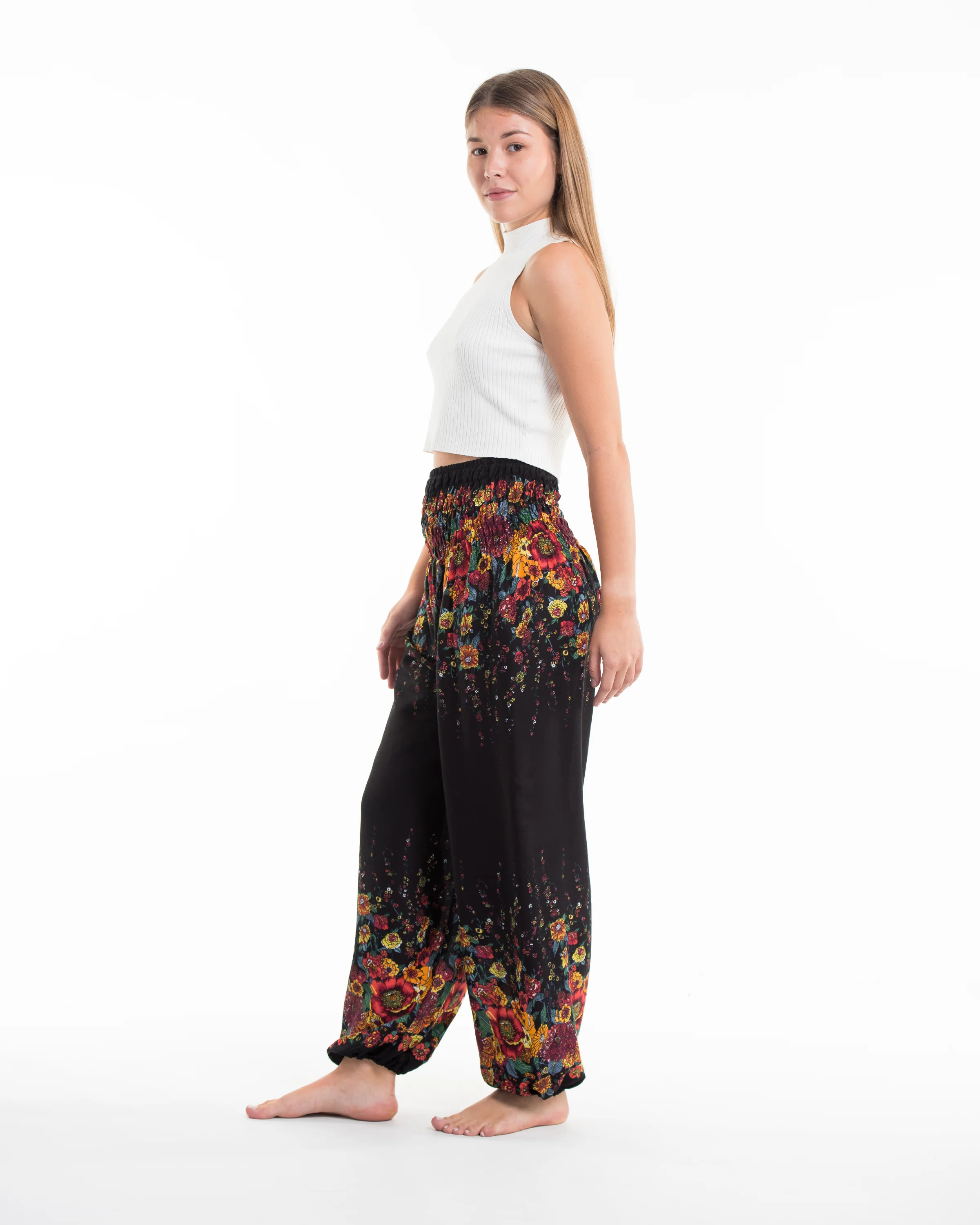 Floral Women's Harem Pants in Black - Image 3