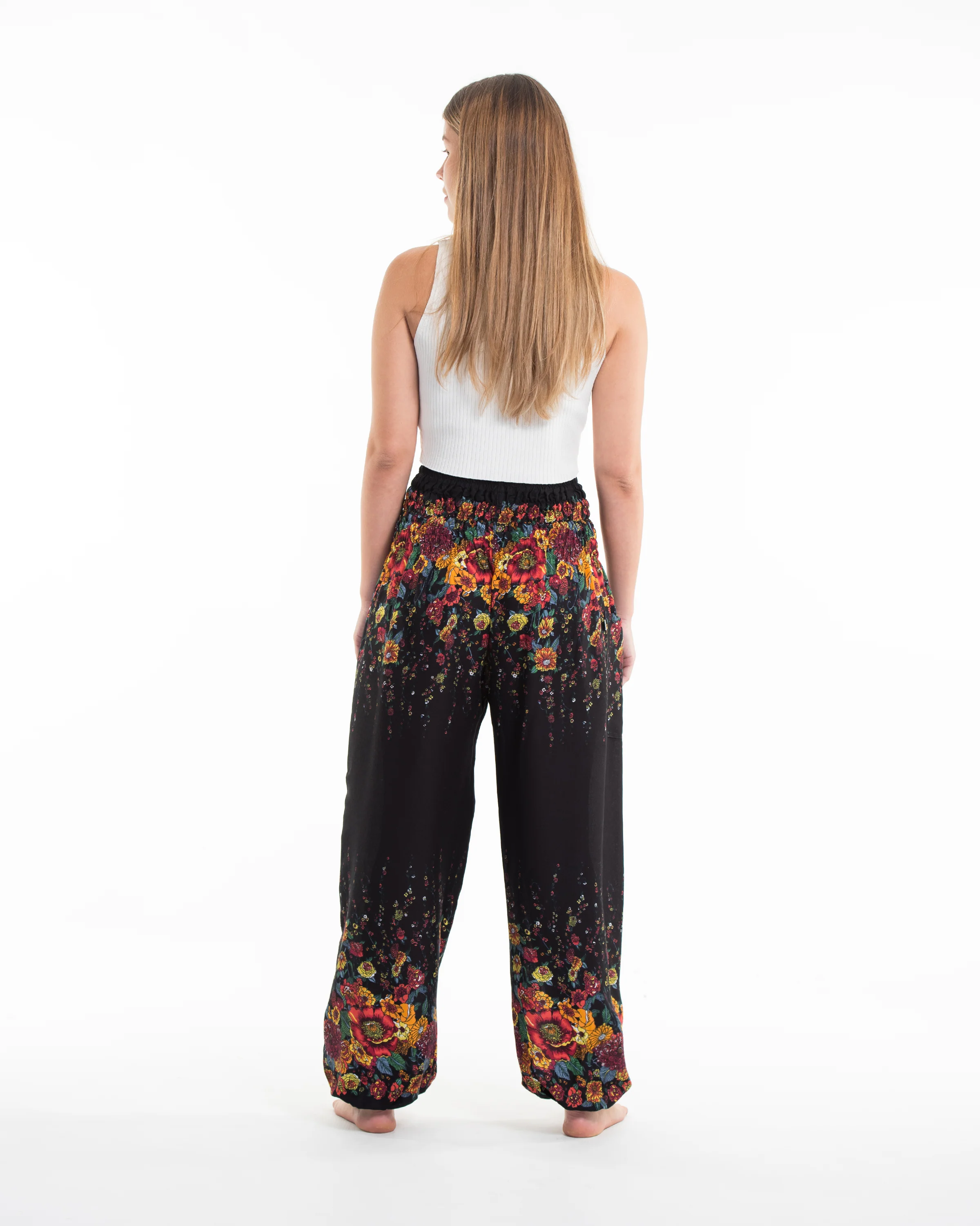 Floral Women's Harem Pants in Black - Image 4