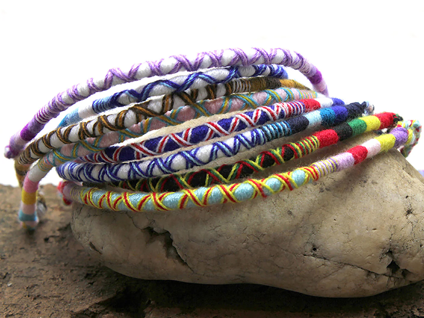 Friendship Round Woven Cotton Bracelet 6 Pcs. PACK - Image 3