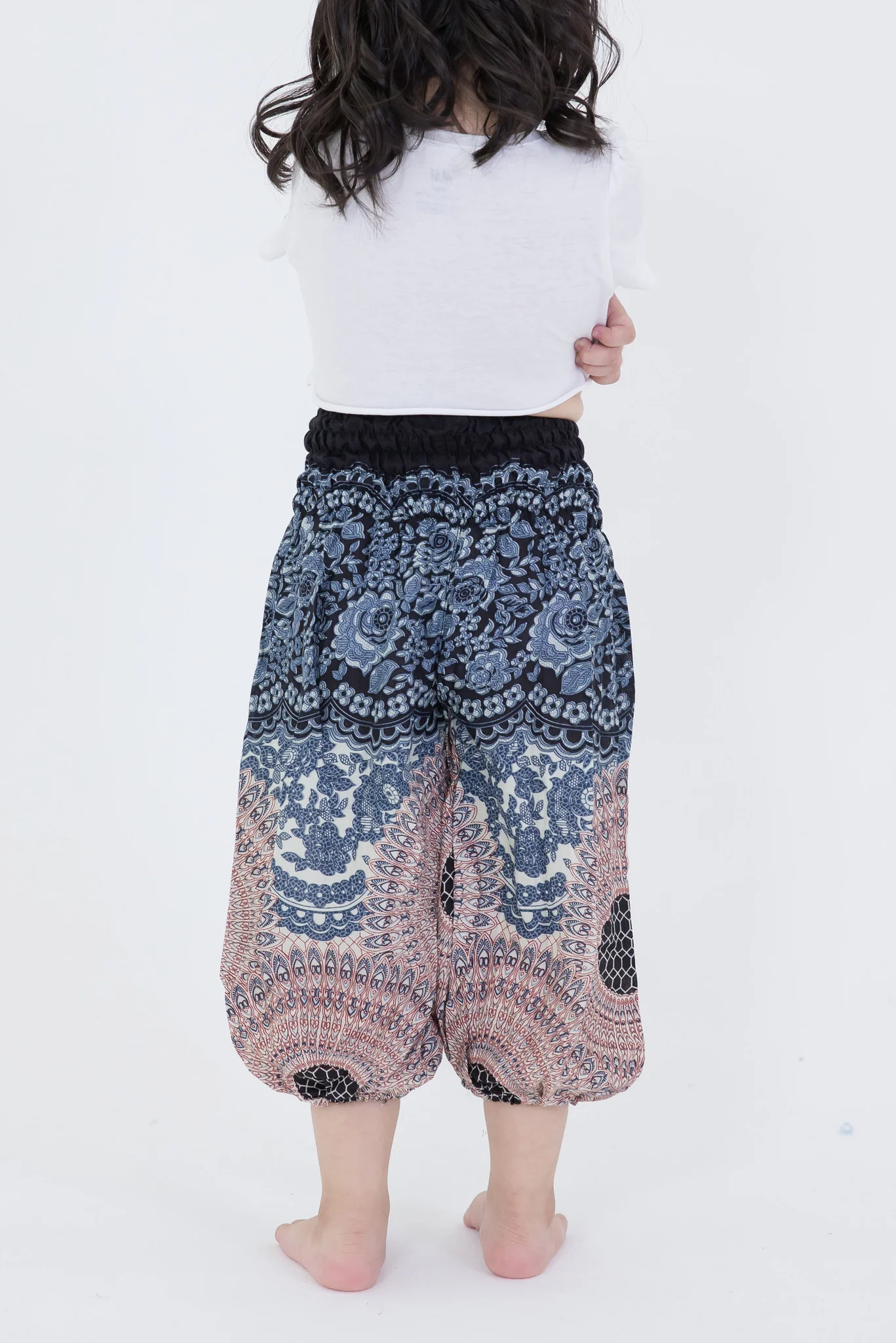 Geometric Mandalas Kids Harem Pants in Silver Gray - Image 5
