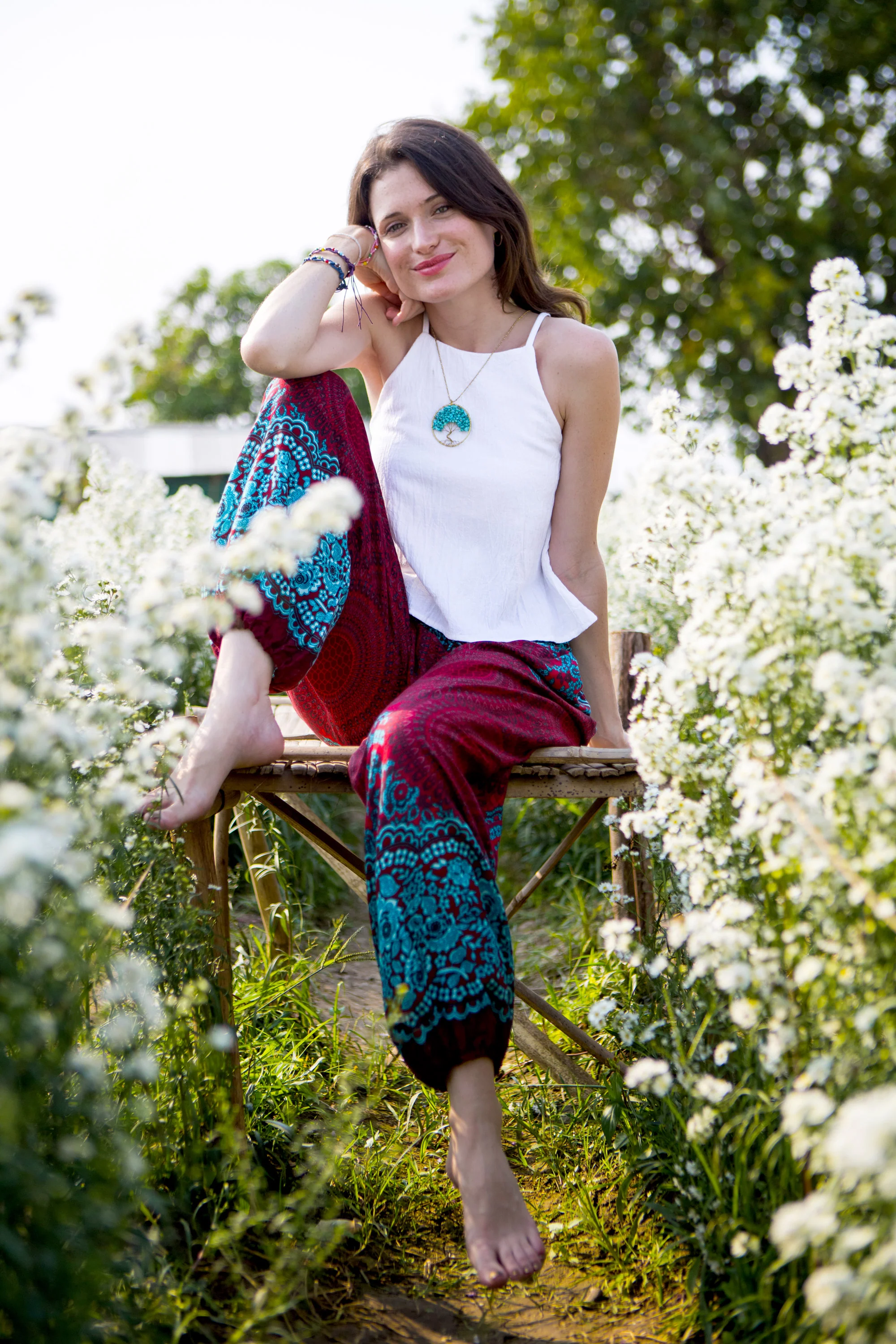 Geometric Mandalas Women's Harem Pants in Red - Image 4