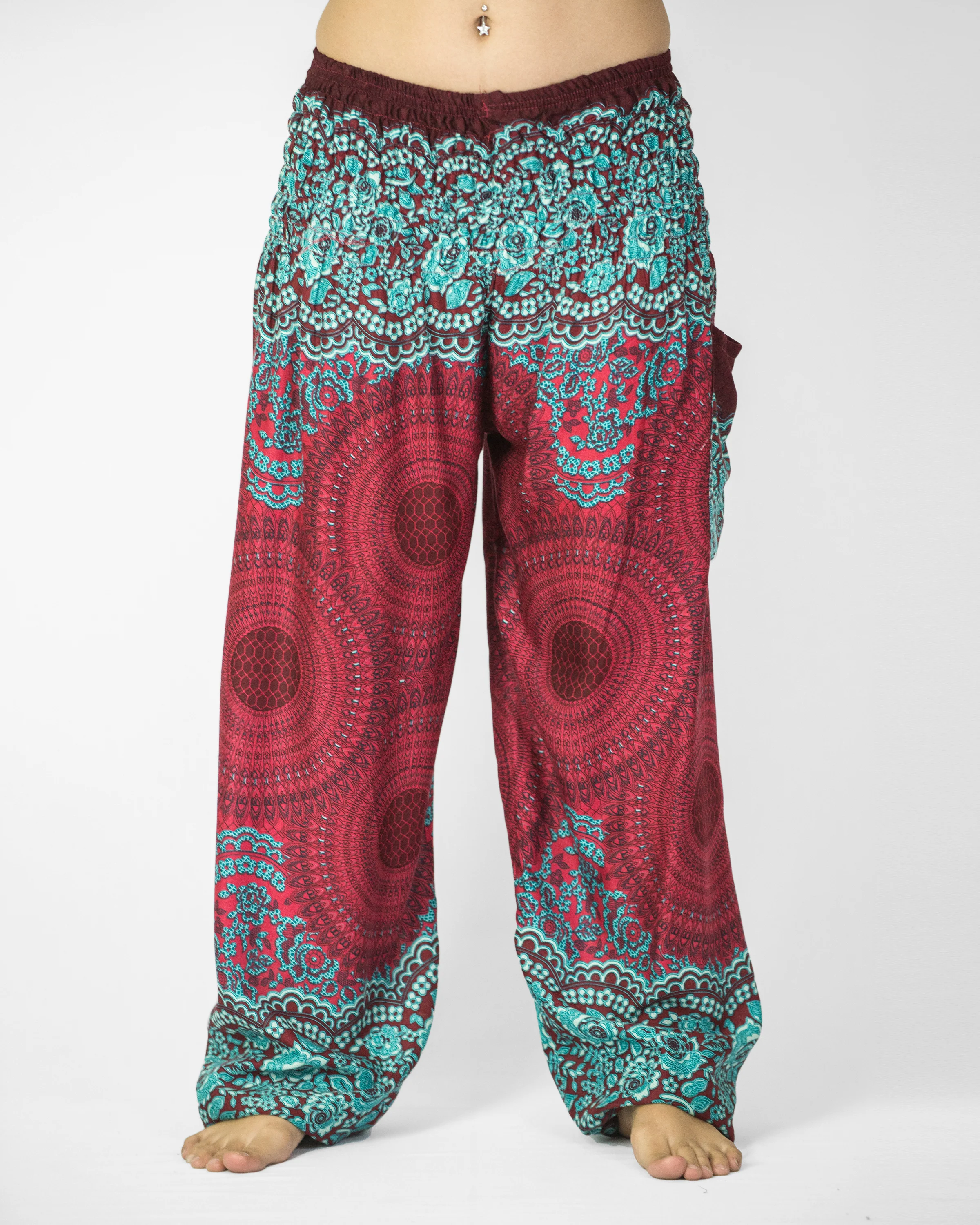 Geometric Mandalas Women's Harem Pants in Red - Image 7