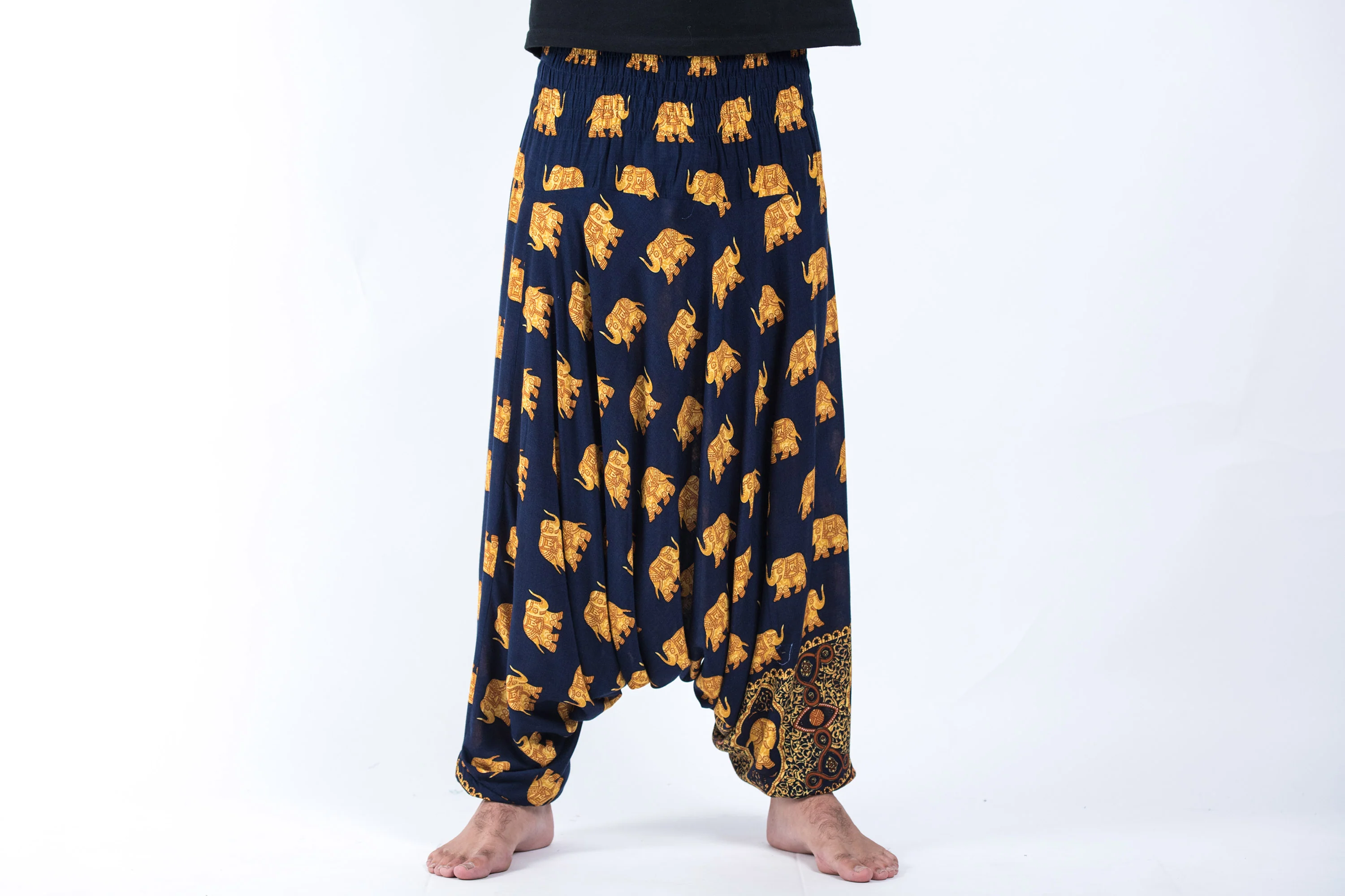 Golden Elephant Drop Crotch Men's Elephant Pants in Navy - Image 2