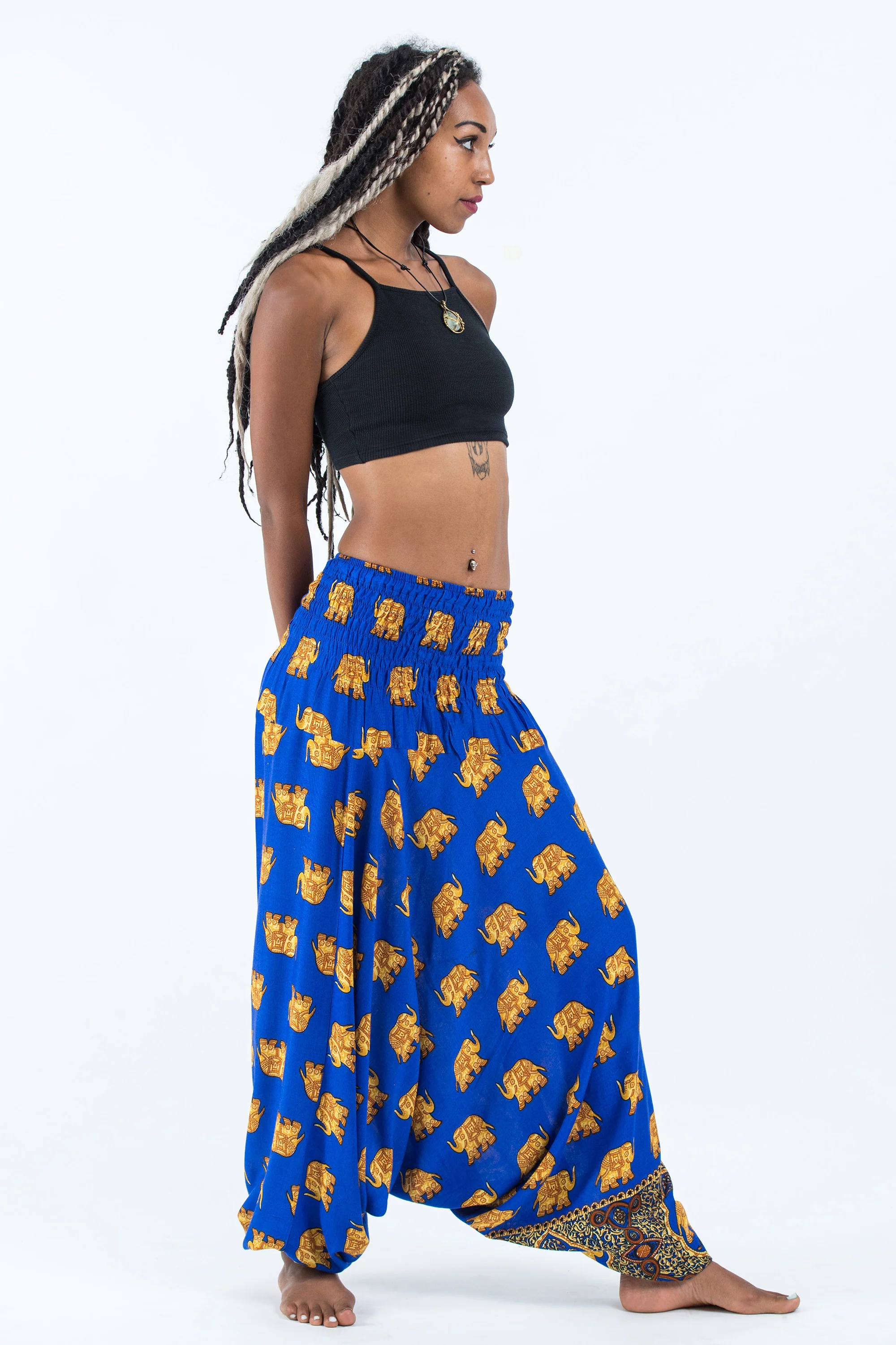Golden Elephant 2-in-1 Jumpsuit Elephant Pants in Blue - Image 3