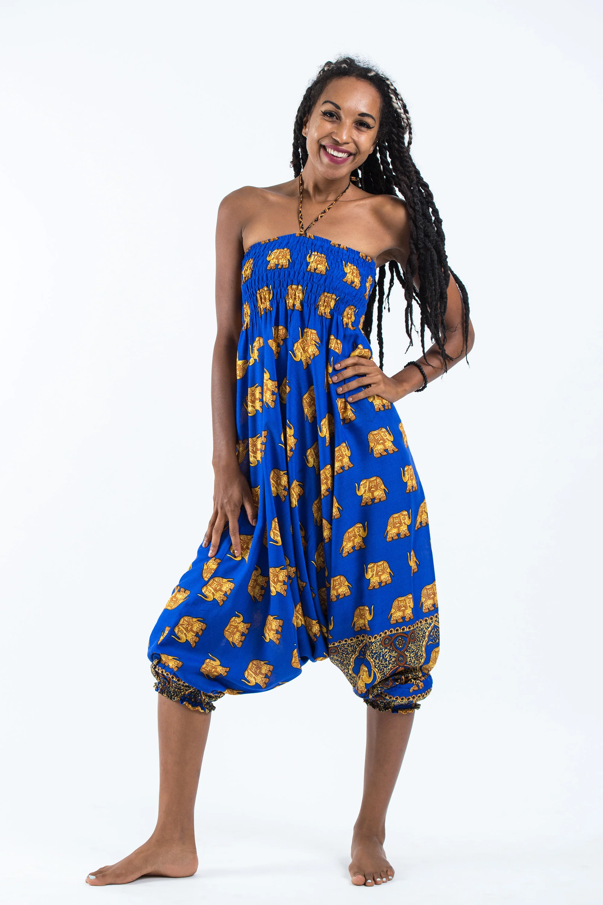 Golden Elephant 2-in-1 Jumpsuit Elephant Pants in Blue - Image 5
