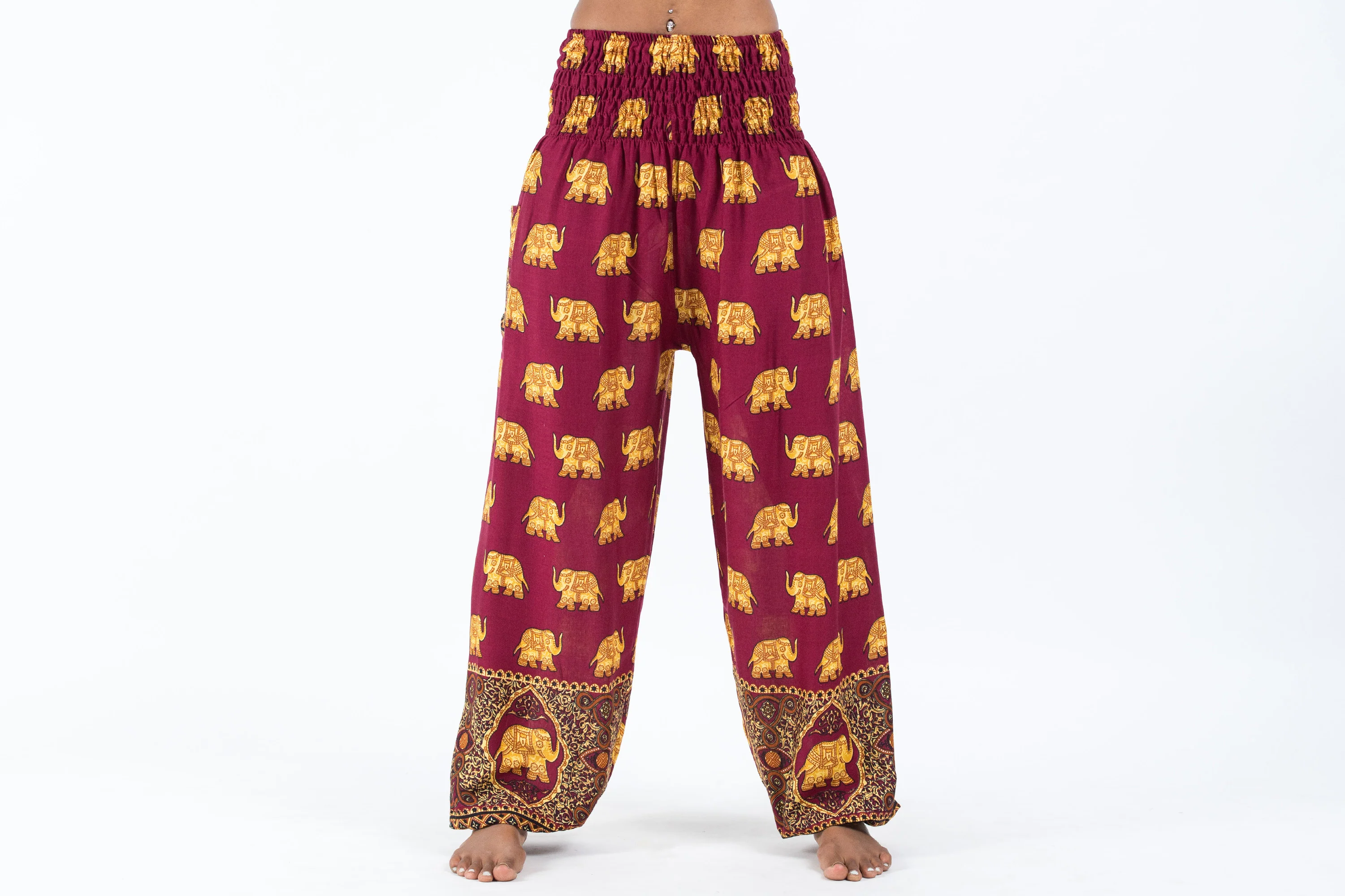 Golden Elephant Women's Elephant Pants in Maroon - Image 2