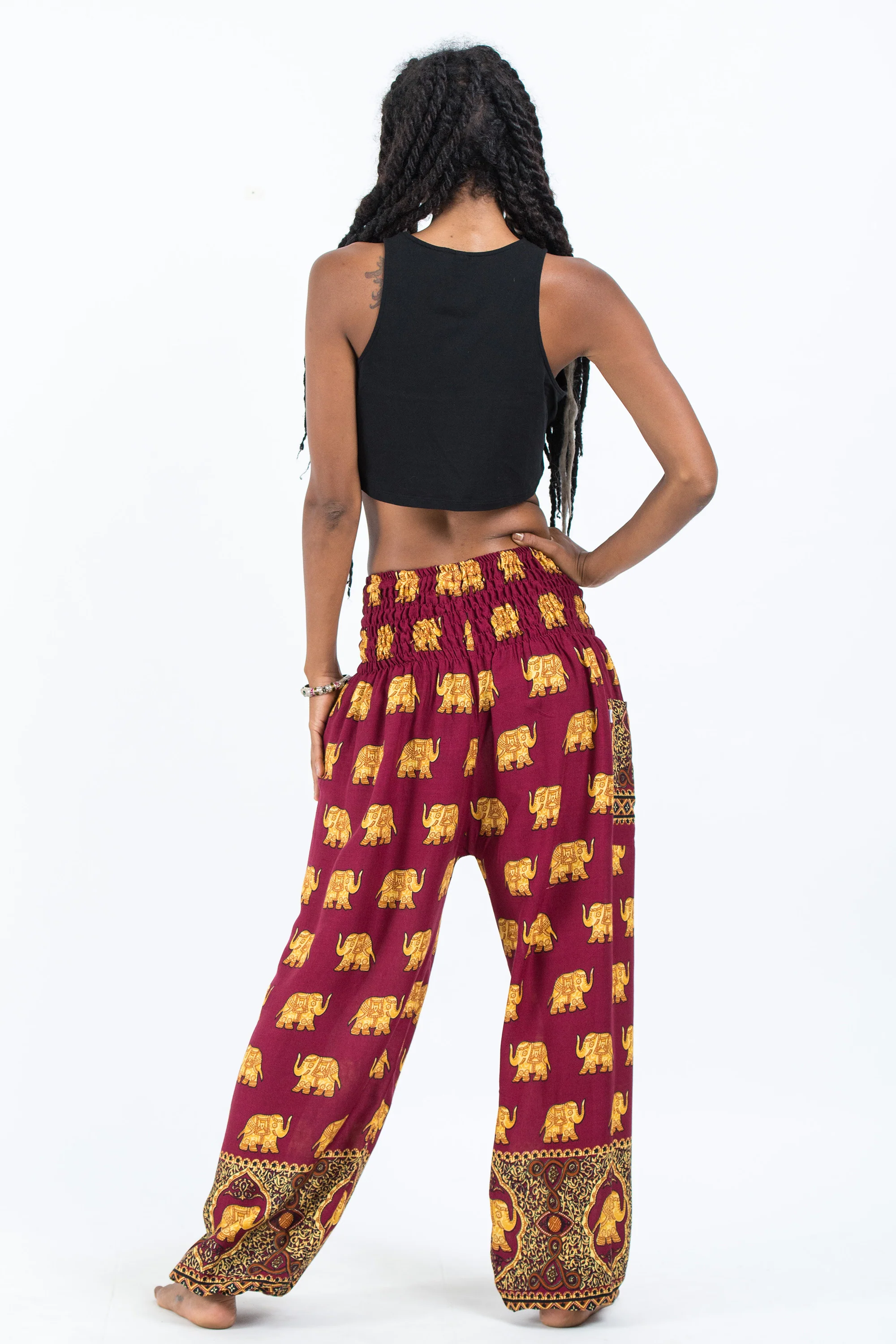 Golden Elephant Women's Elephant Pants in Maroon - Image 4